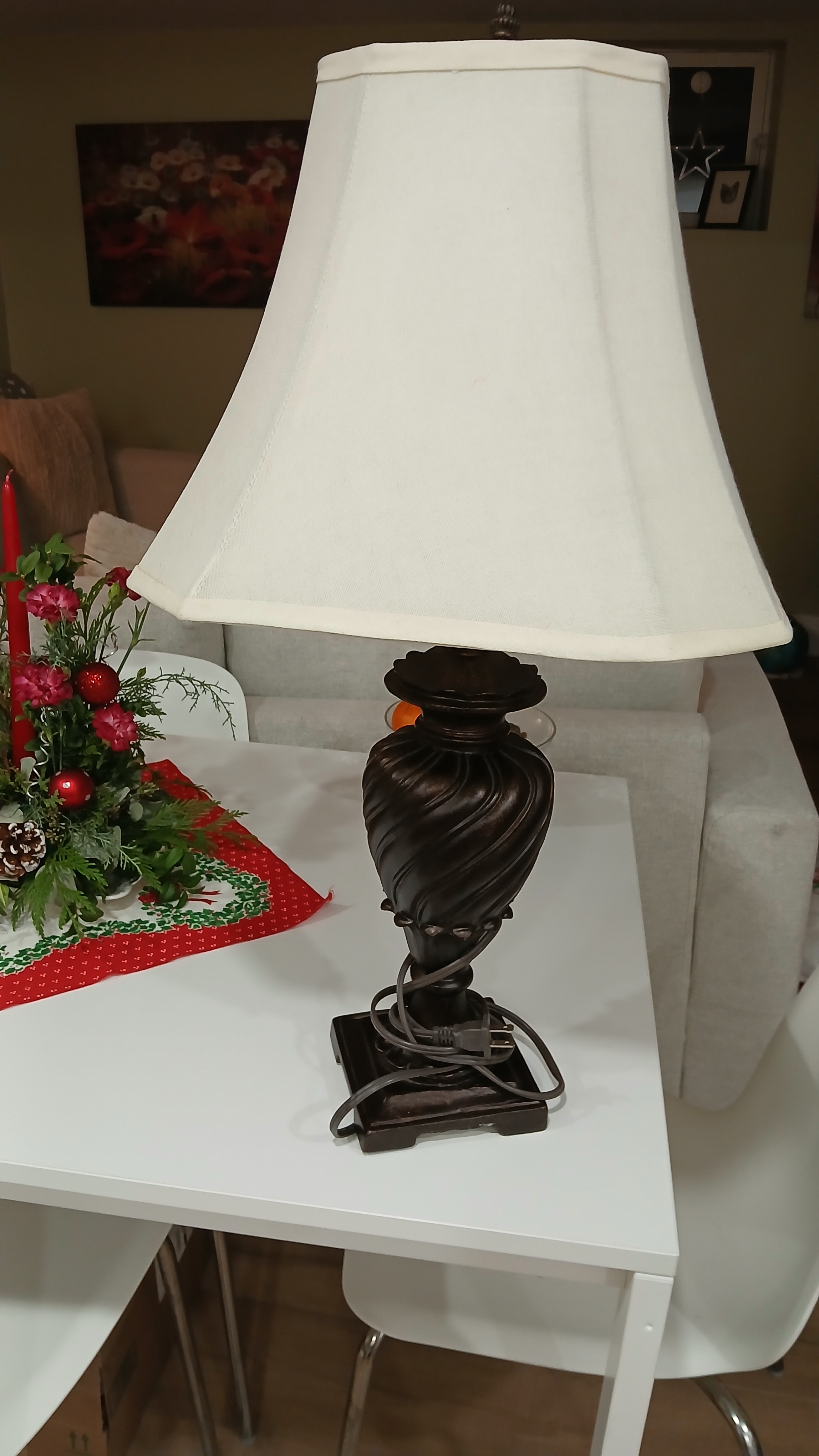 Dark Bronze Ornate Table Lamp, 27 in.