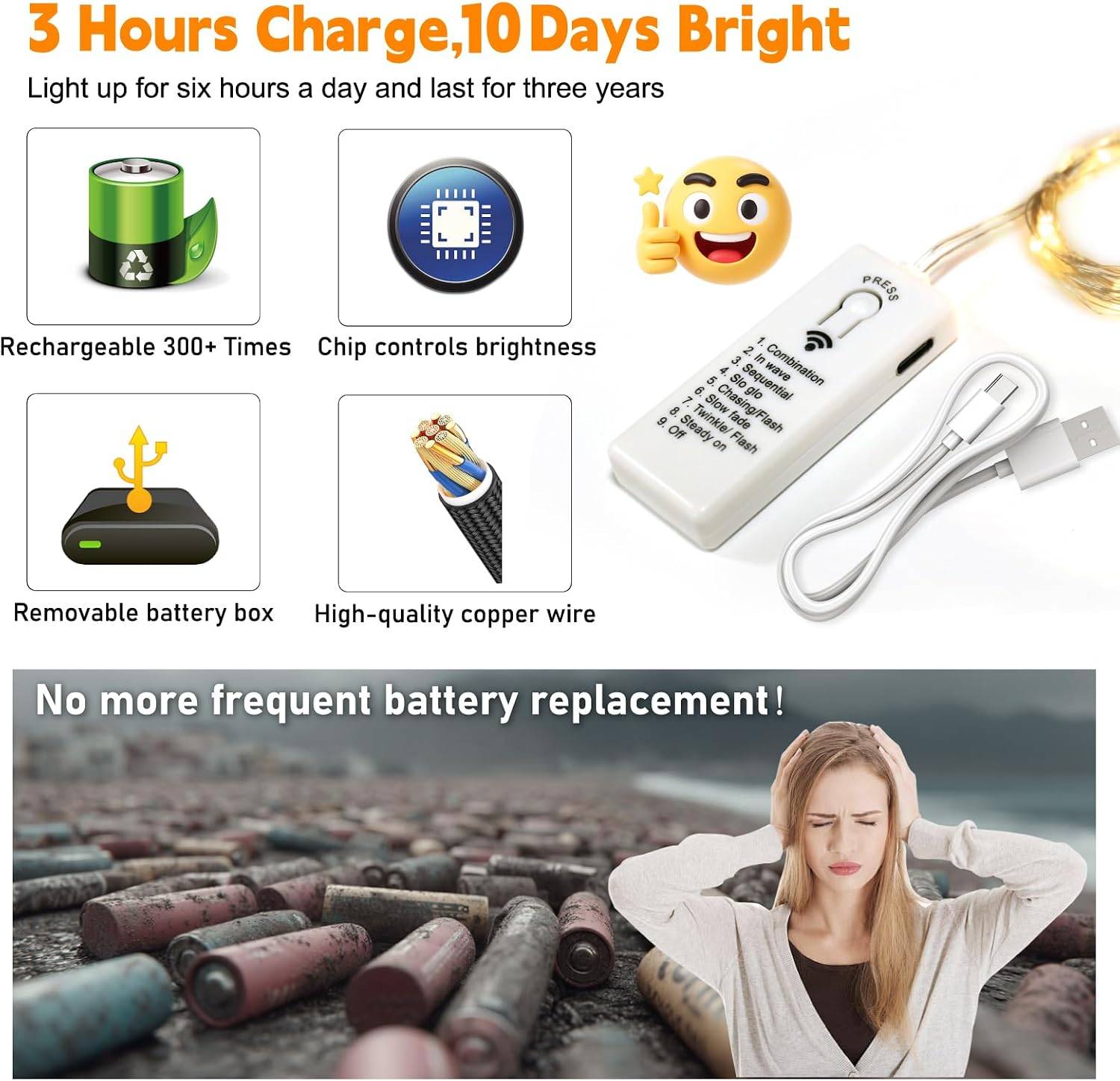 Rechargeable LED String Lights with Remote - photo 2