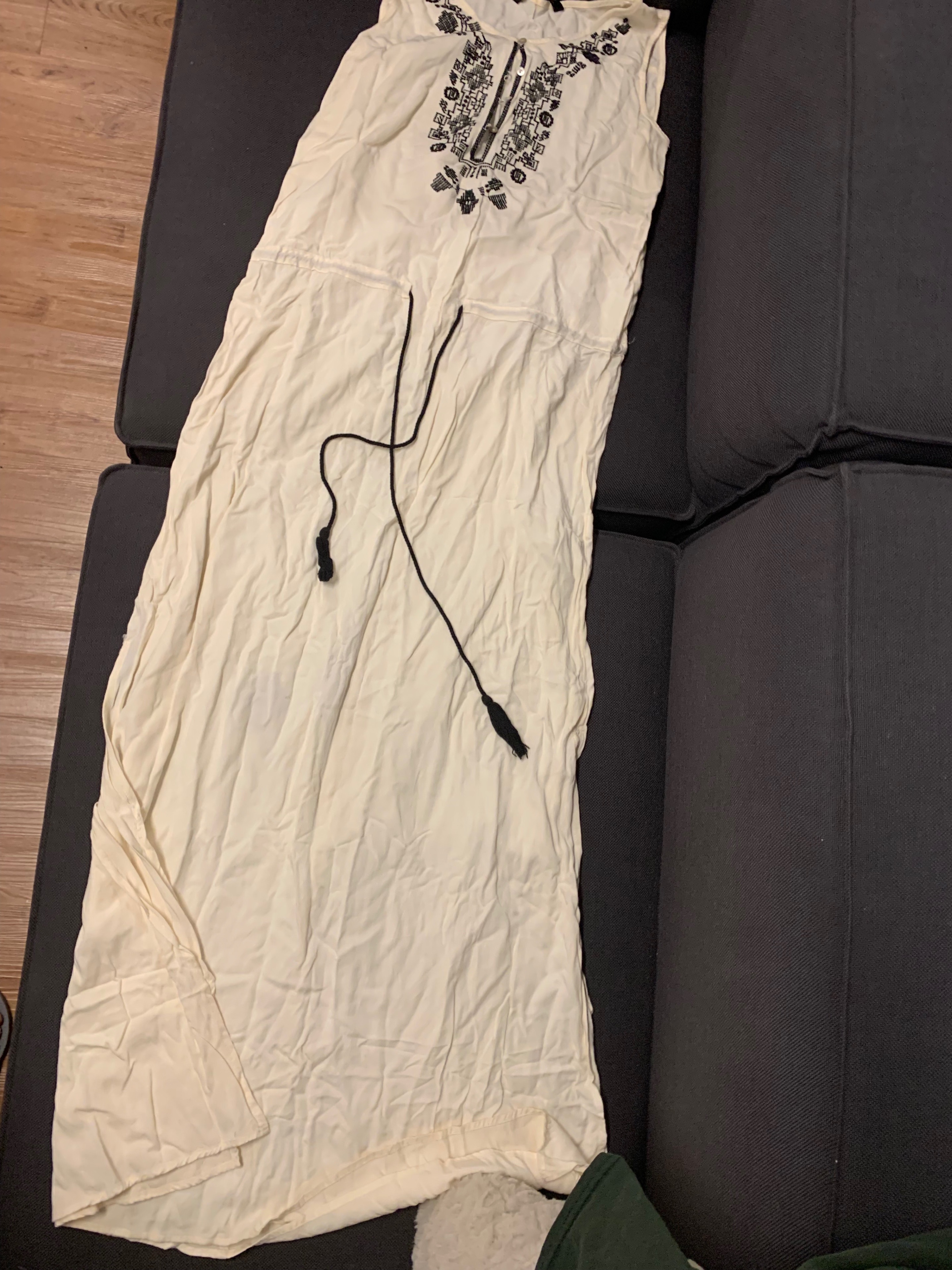 Zara White Embroidered Maxi Dress