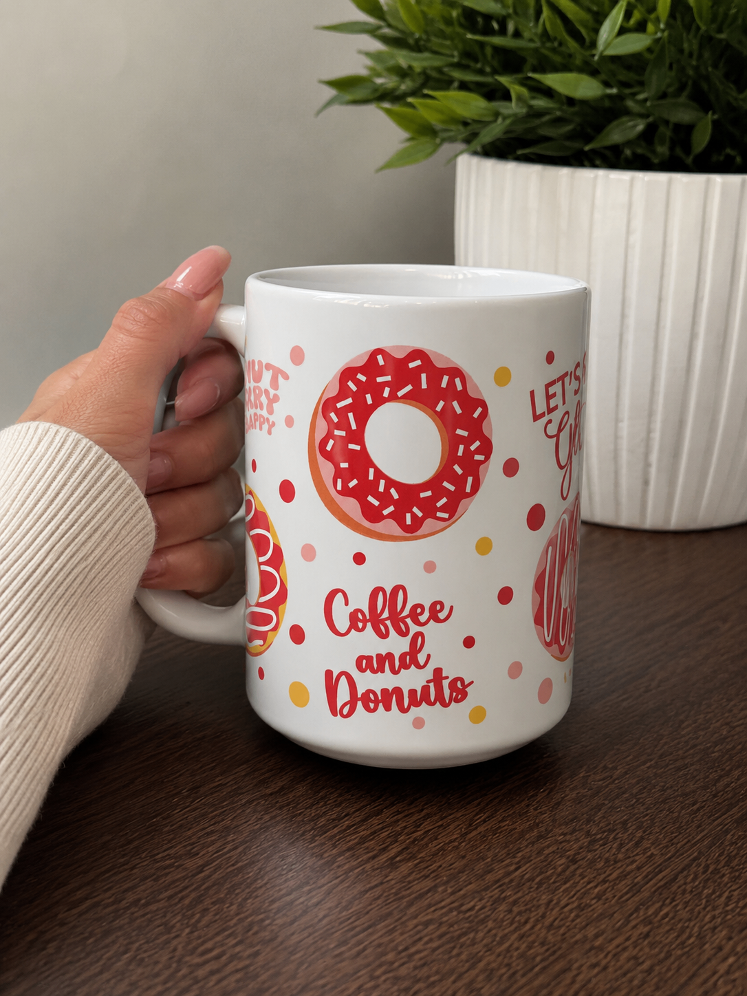 Coffee & Donuts Ceramic Mug – Cute Donut Lover Coffee Cup