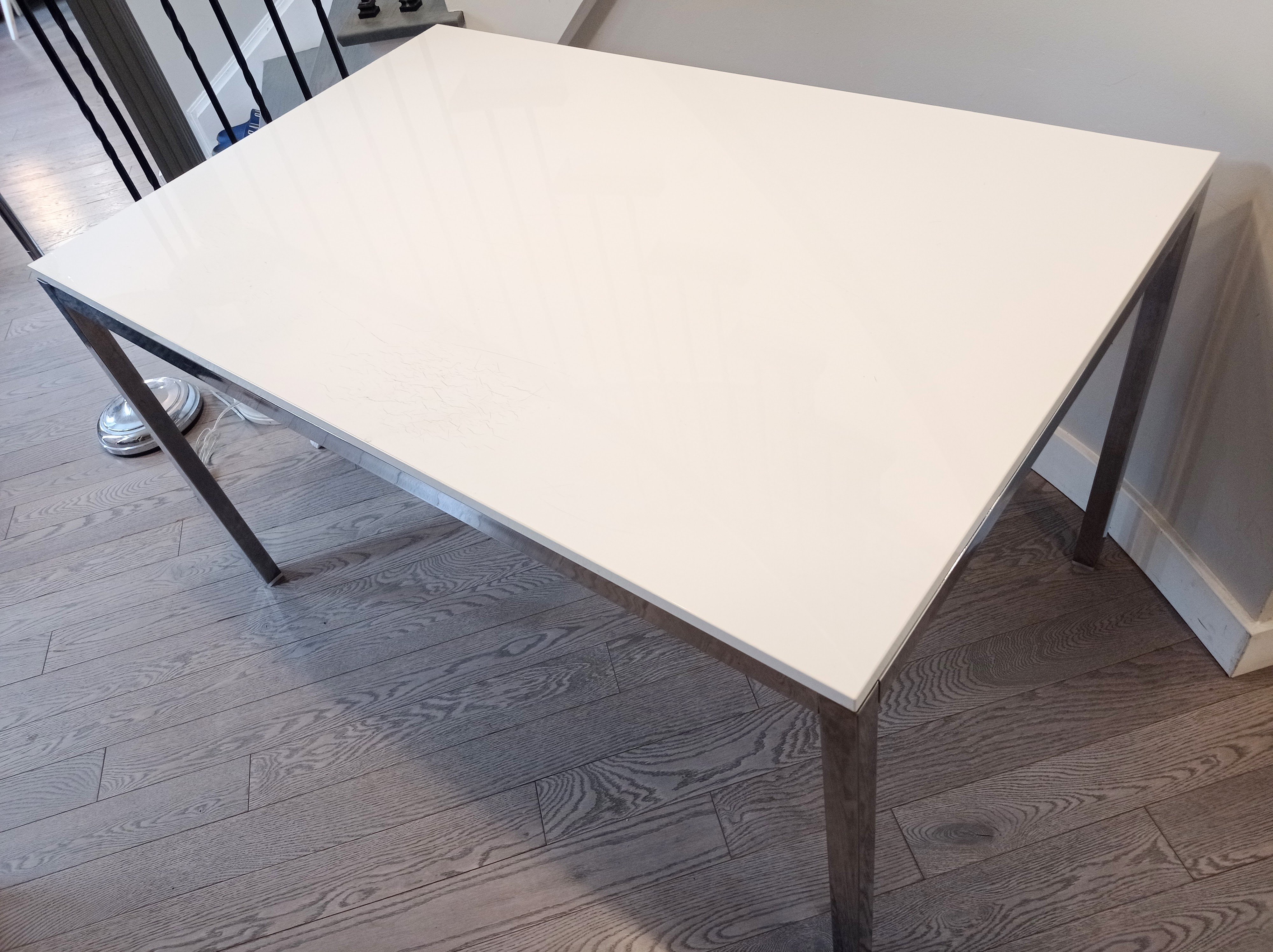 IKEA TORSBY Desk / Table – Modern White Gloss & Chrome Finish - photo 3