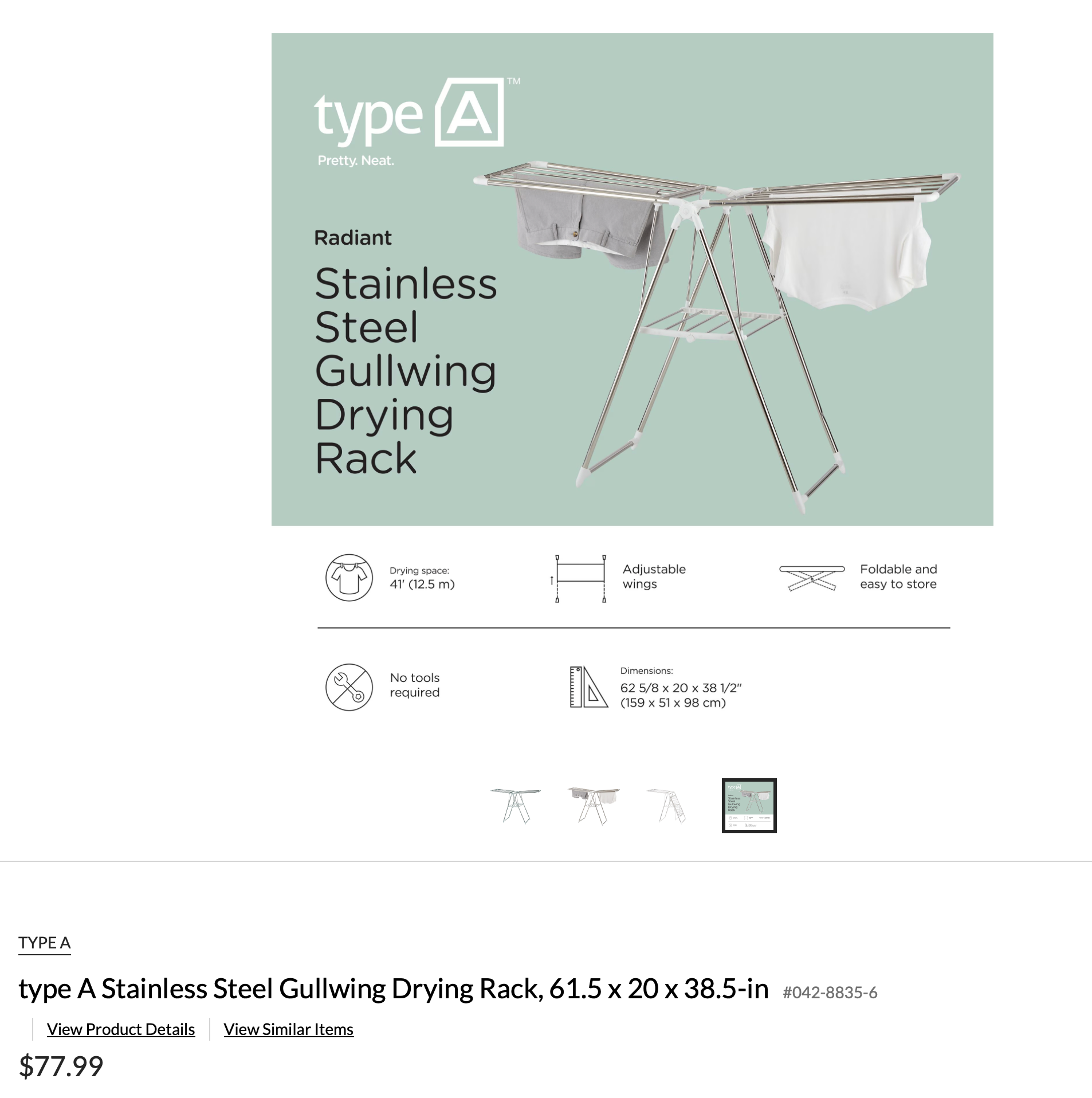 Stainless steel laundry drying rack - photo 4