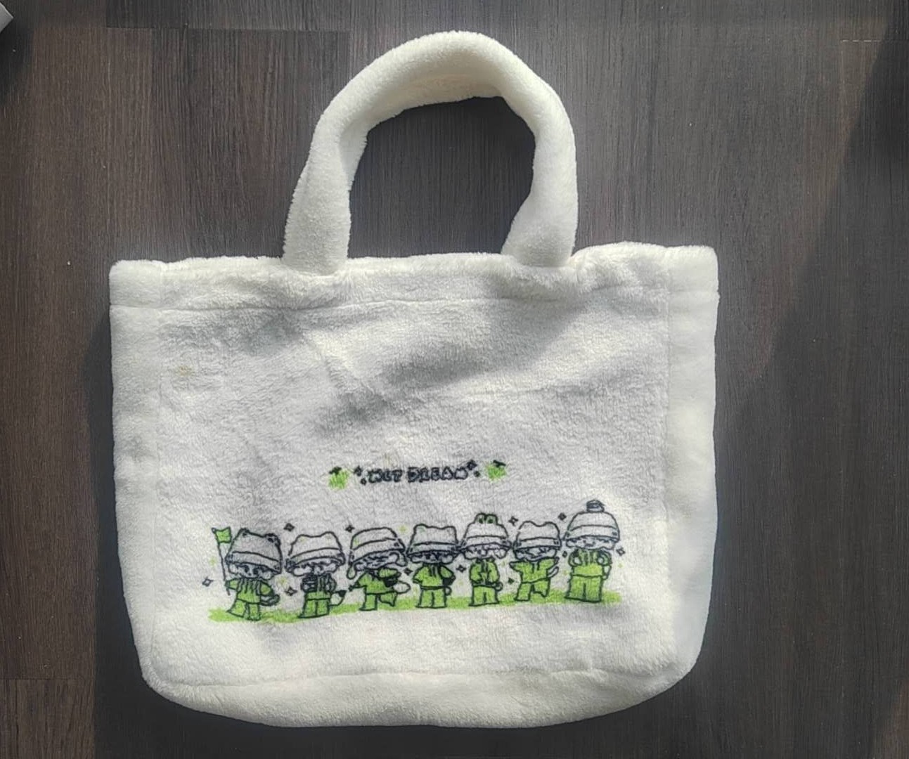 White Plush Tote Bag with NCT Dream Graphic