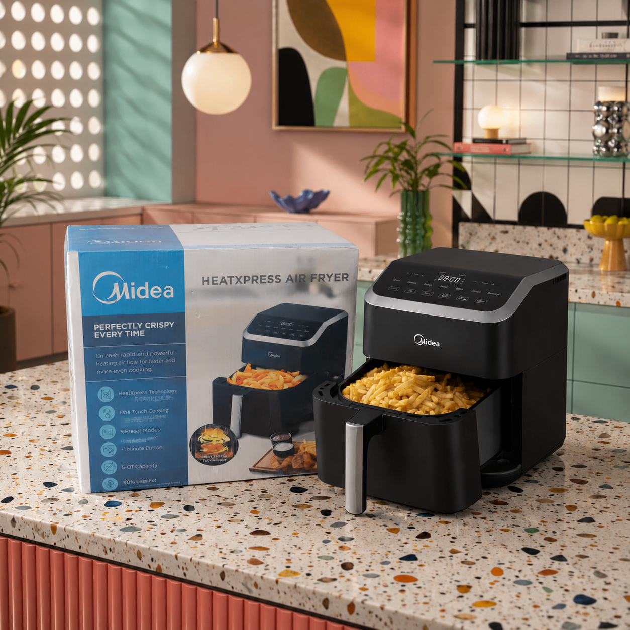 Retail Price $125-SEALED UNOPENED Midea Air Fryer 5.5QT, 9 in 1