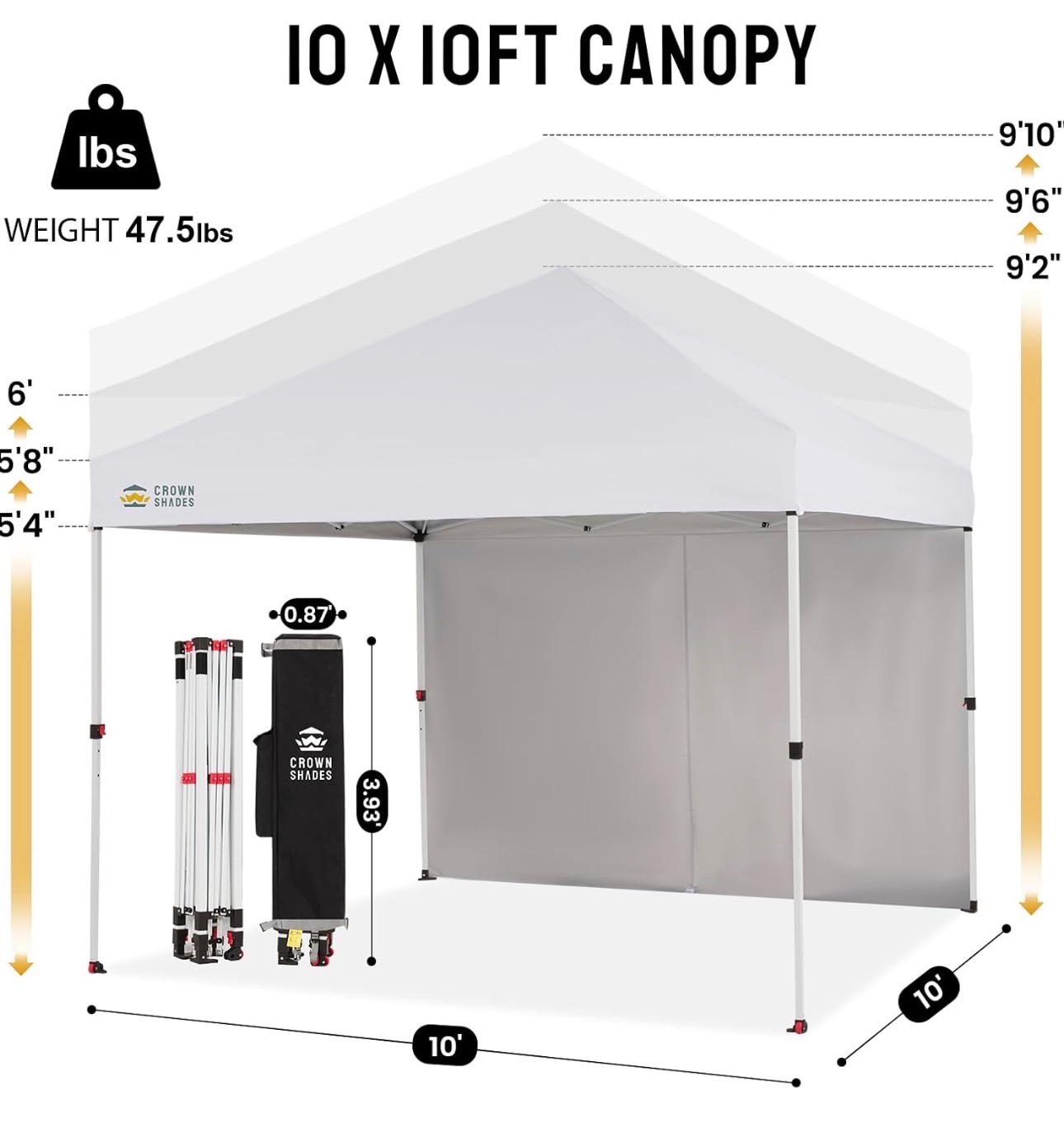 Pop Up Canopy 10X10 Center Lock 4 Sidewalls UV Protect Carry Bag - photo 4