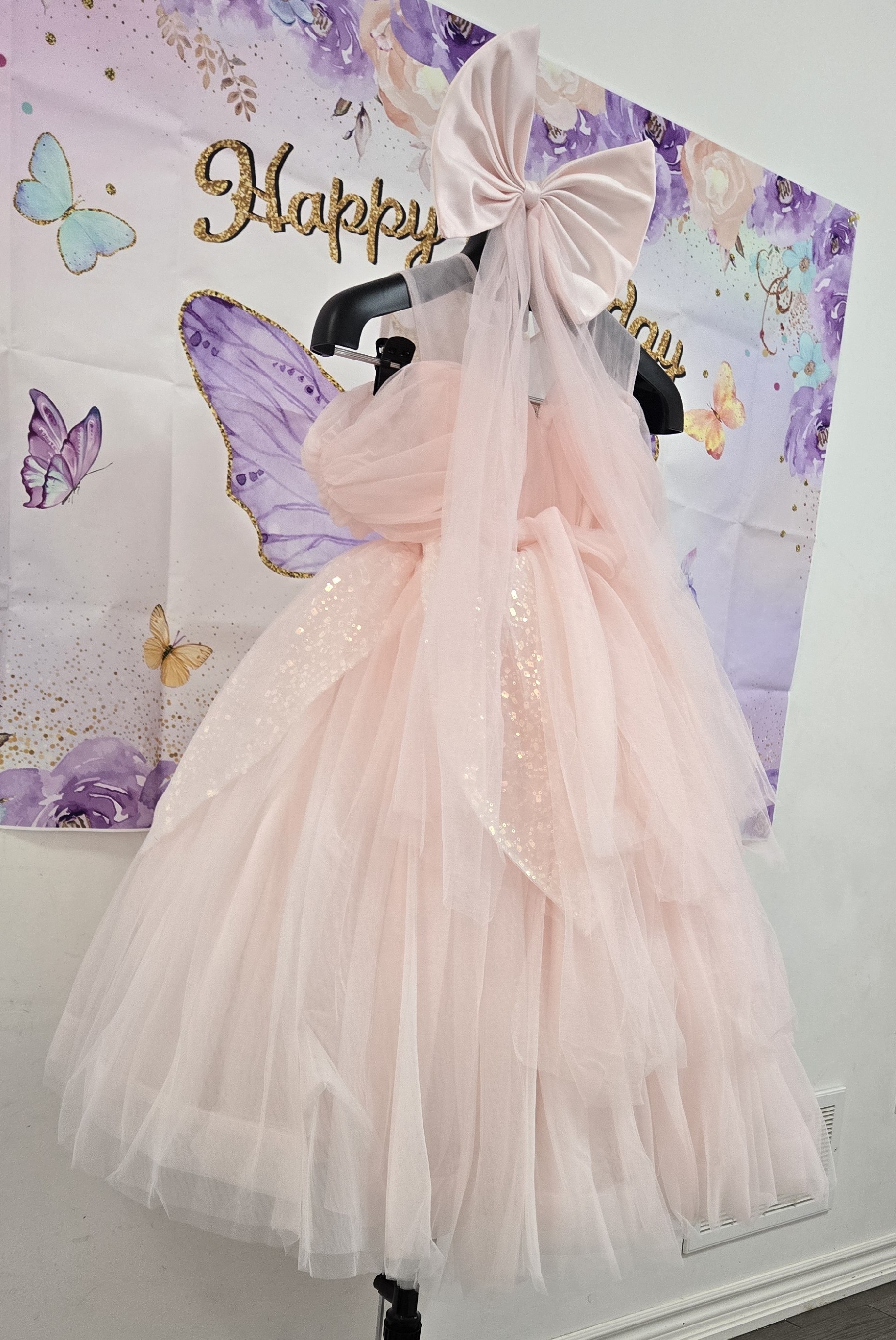 Pink Tulle Dress with Bow :5362 - photo 3