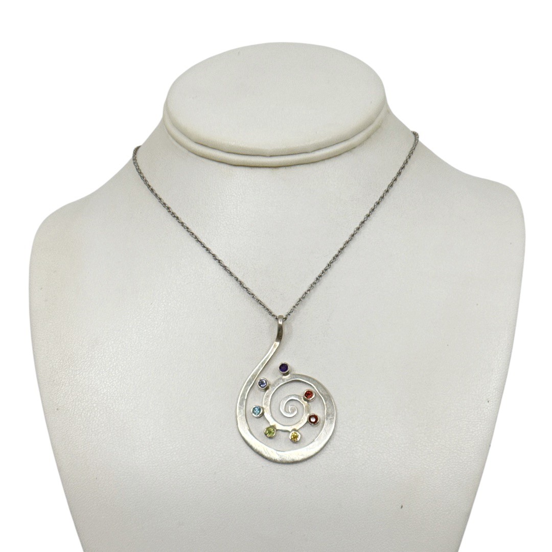sterling silver gemstone spiral pendant - GM336 - photo 3