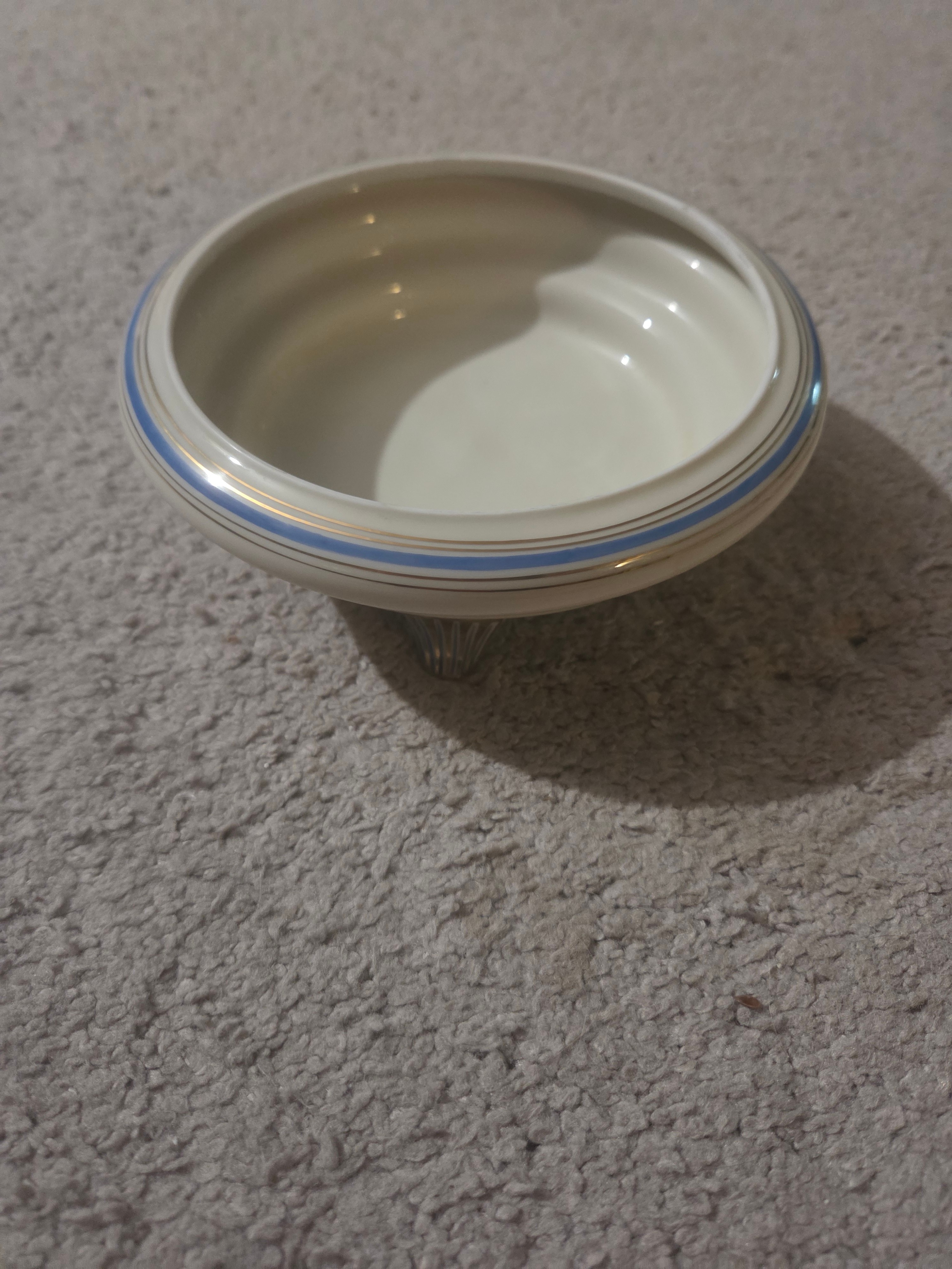 Vintage MCM Tripod Footed Bowl, Mold 738 Art Deco Console Dish