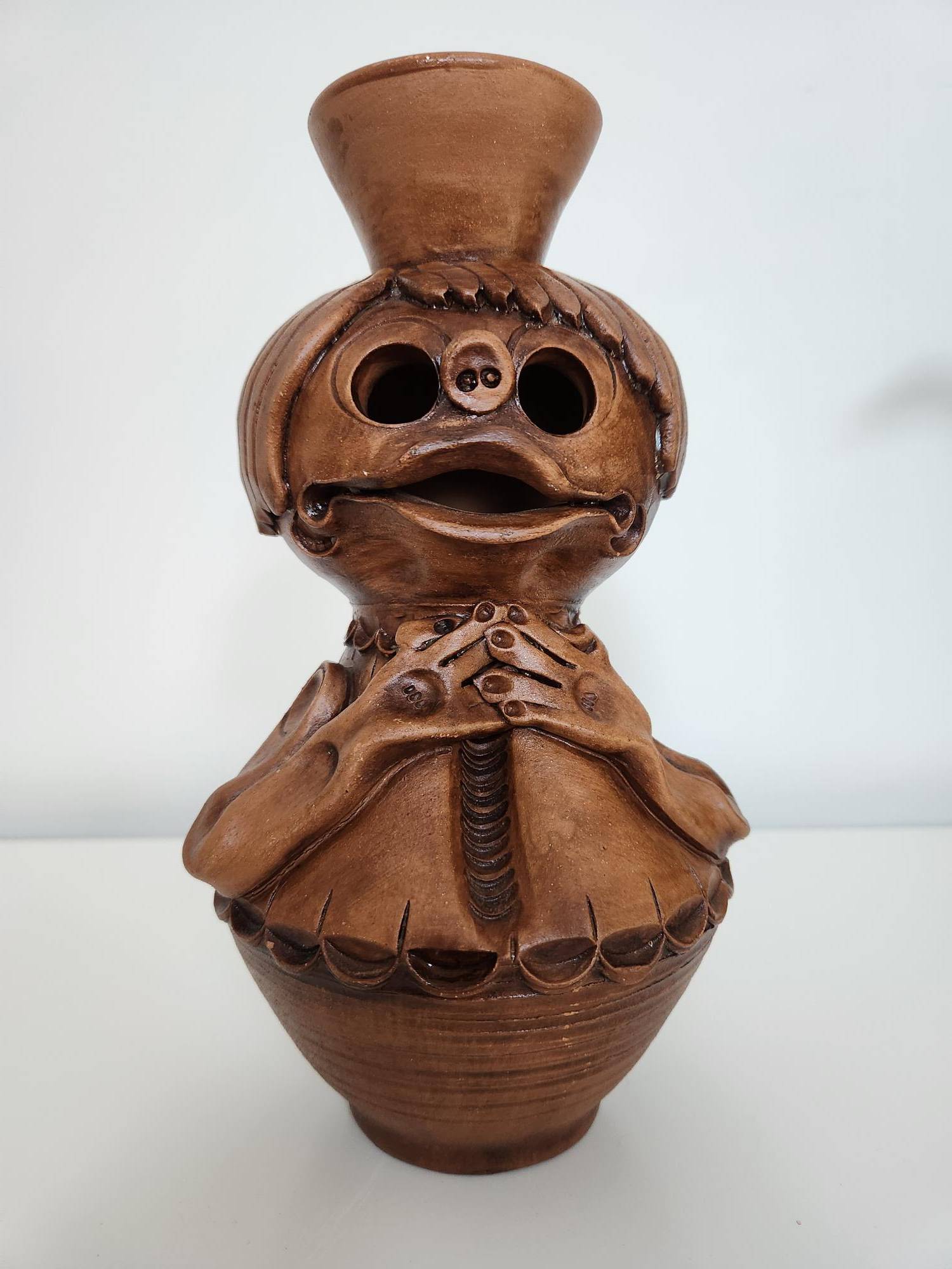 Possibly Haunted - Romanian Figural Pottery Vase, Marked
