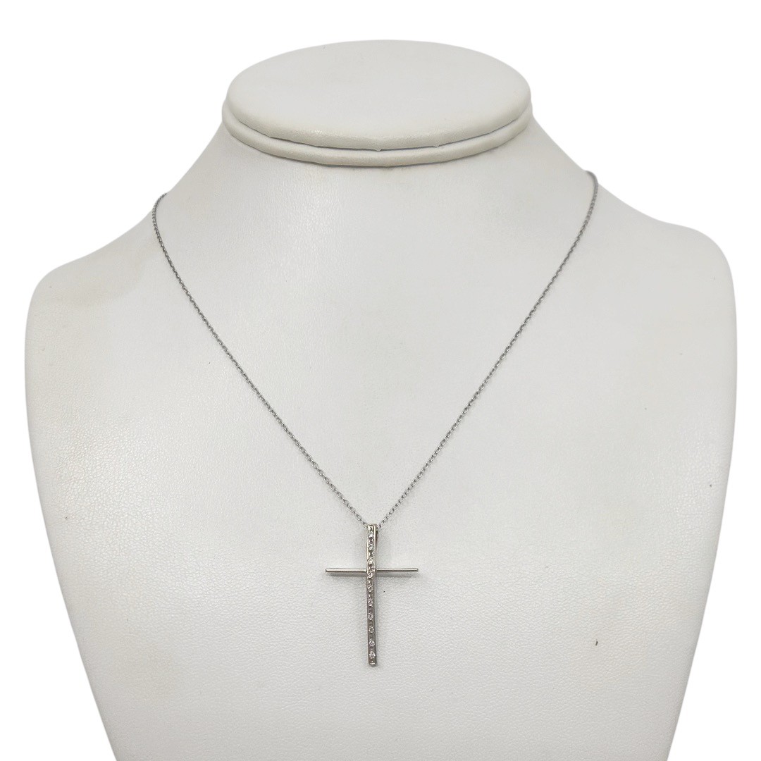 14k white gold cubic zirconia cross Pendant - GM1203 - photo 4