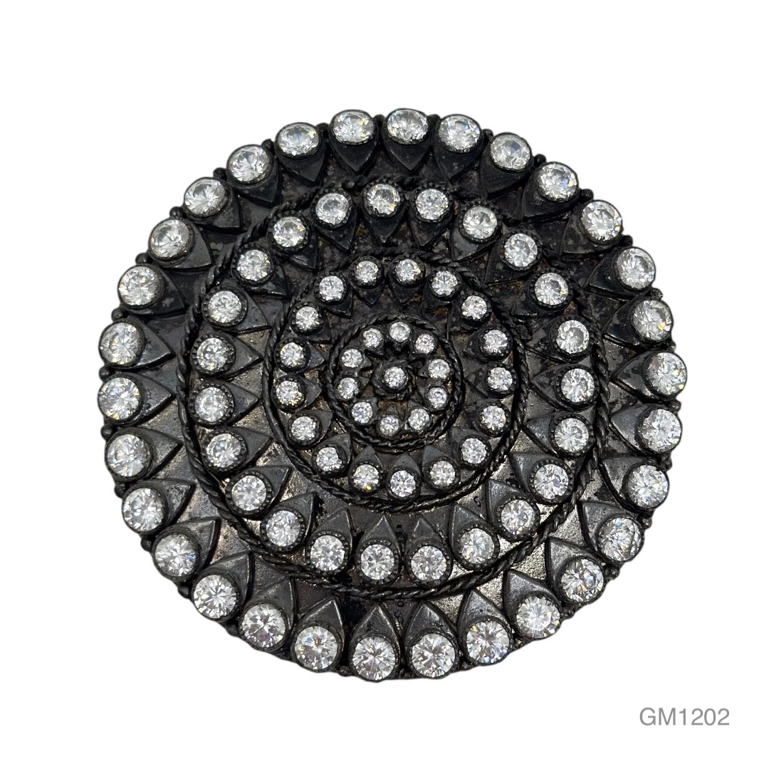 Vintage oversize sterling silver cubic zirconia brooch - GM1202