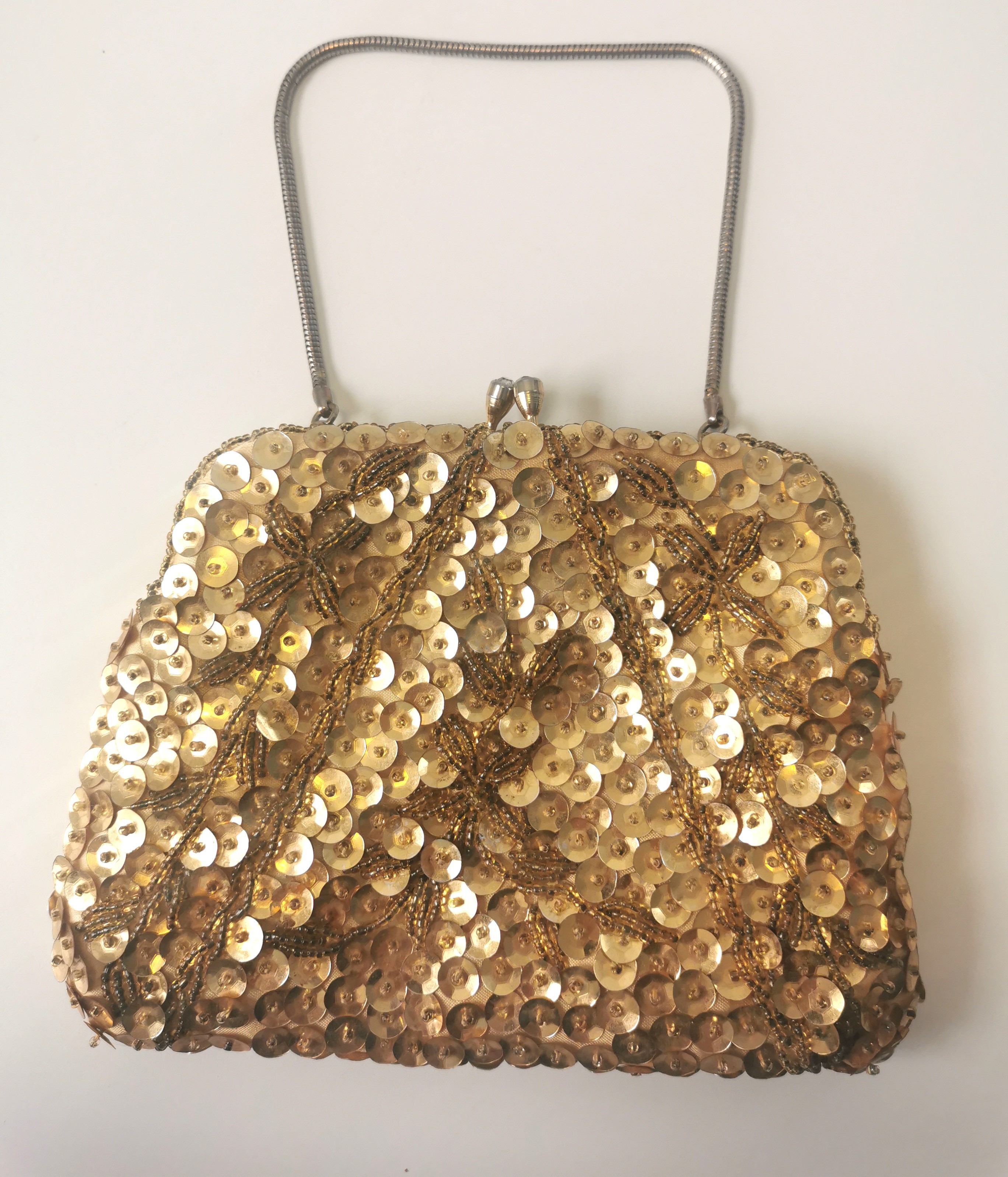 60s Goldco Gold Beaded Sequined Evening Clutch Purse Hong Kong - photo 5