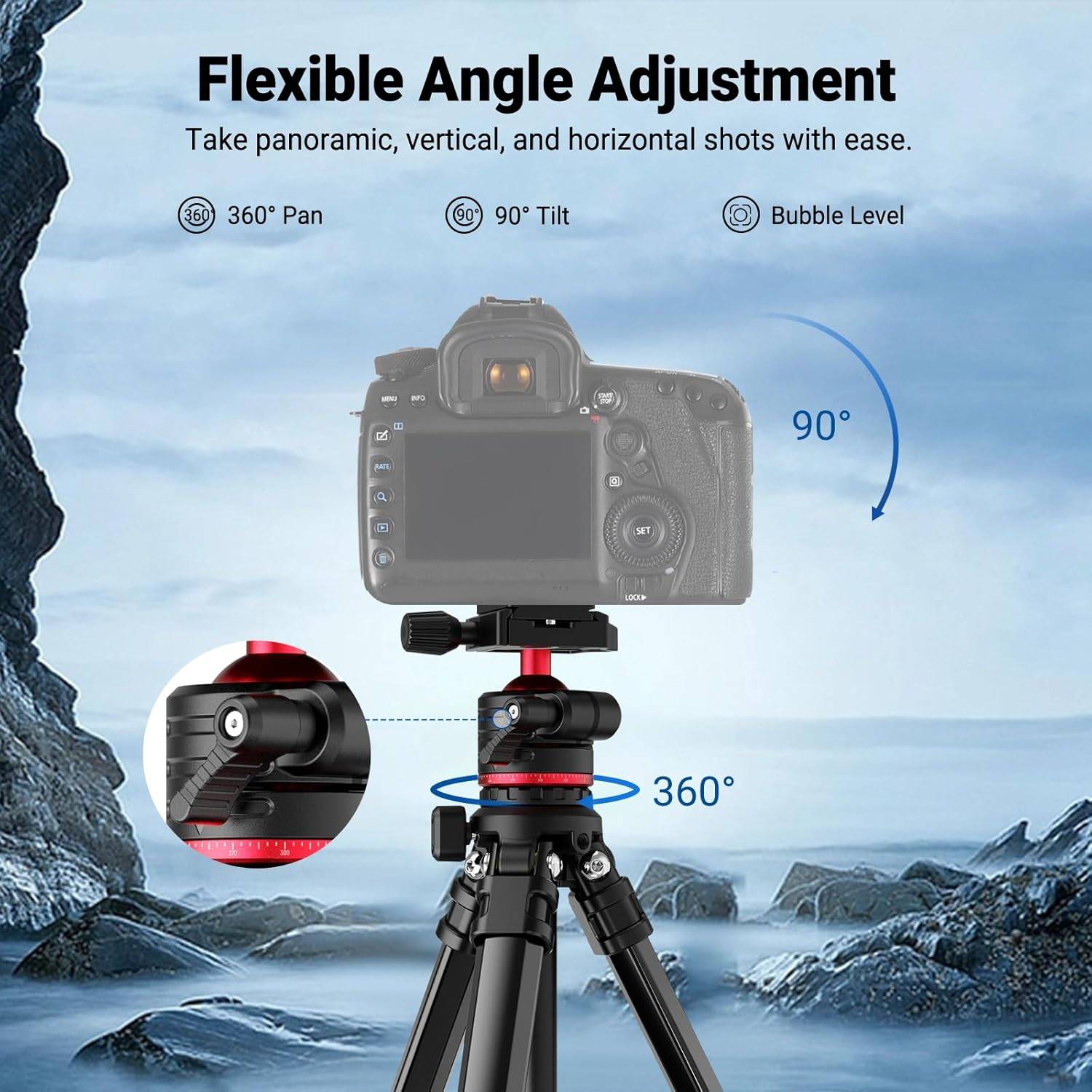 NEEWER Basics 66.5"/169 cm Travel Tripod for Camera - photo 4