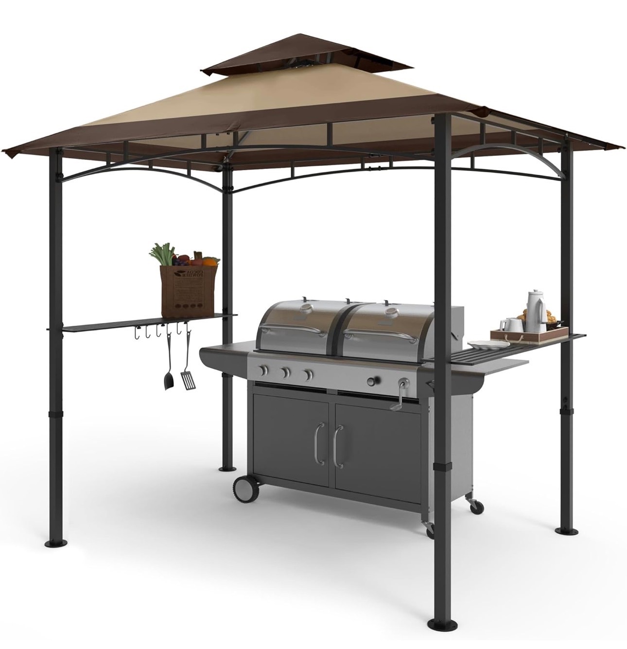 NEW: 8x5ft Grill Gazebo Double Tiered Outdoor BBQ with LED Light - photo 2