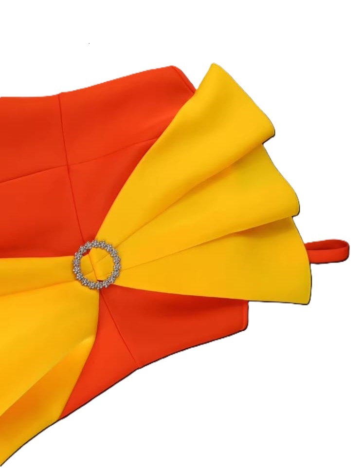 Orange and Yellow Ruffle Dress with Buckle - photo 5