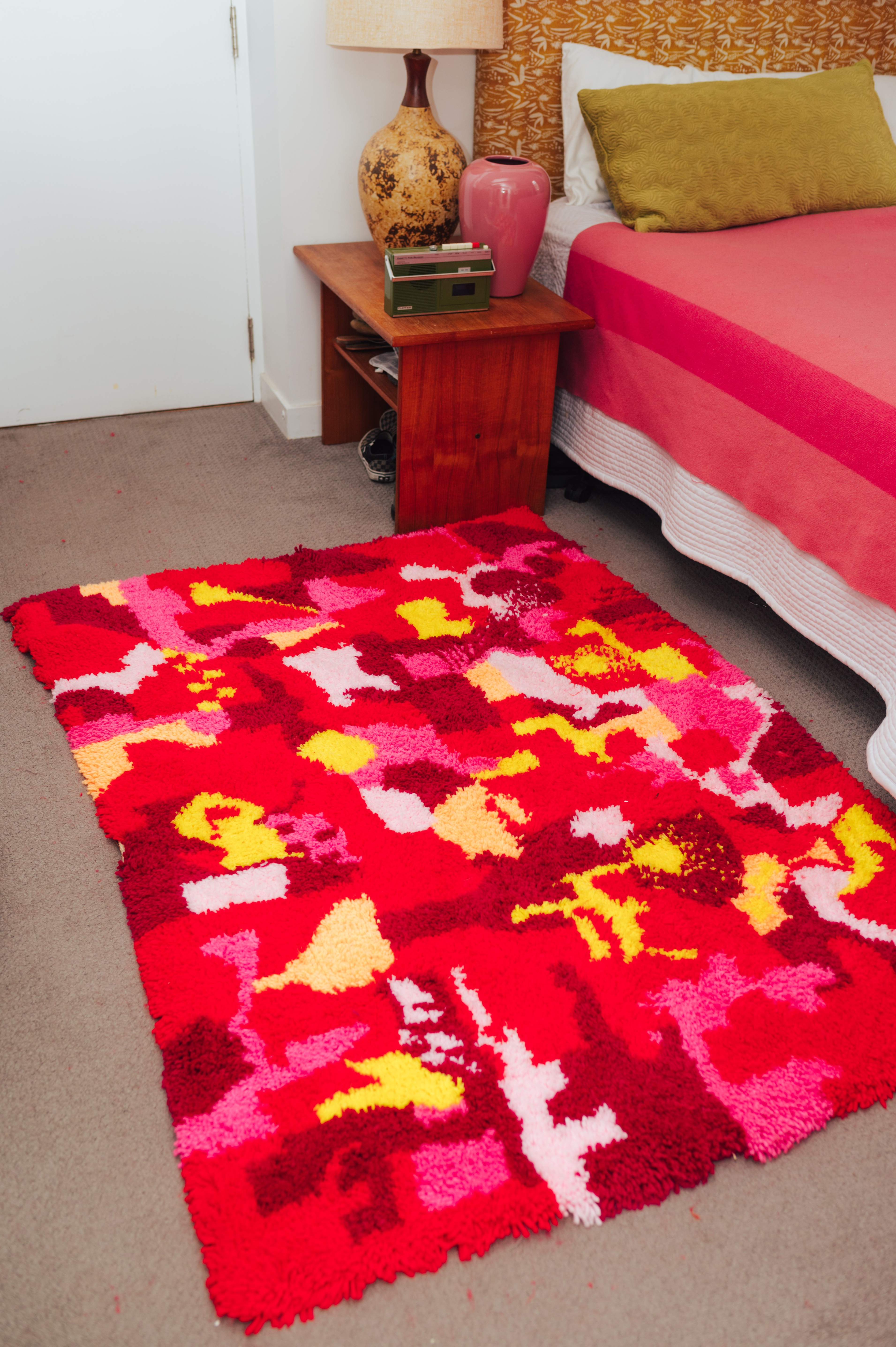 1970s Hand-Hooked Folk Art Rug | 50" x 70"