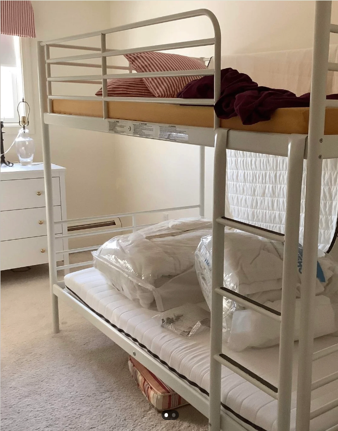 IKEA White Metal Twin Bunk Bed with Mattresses