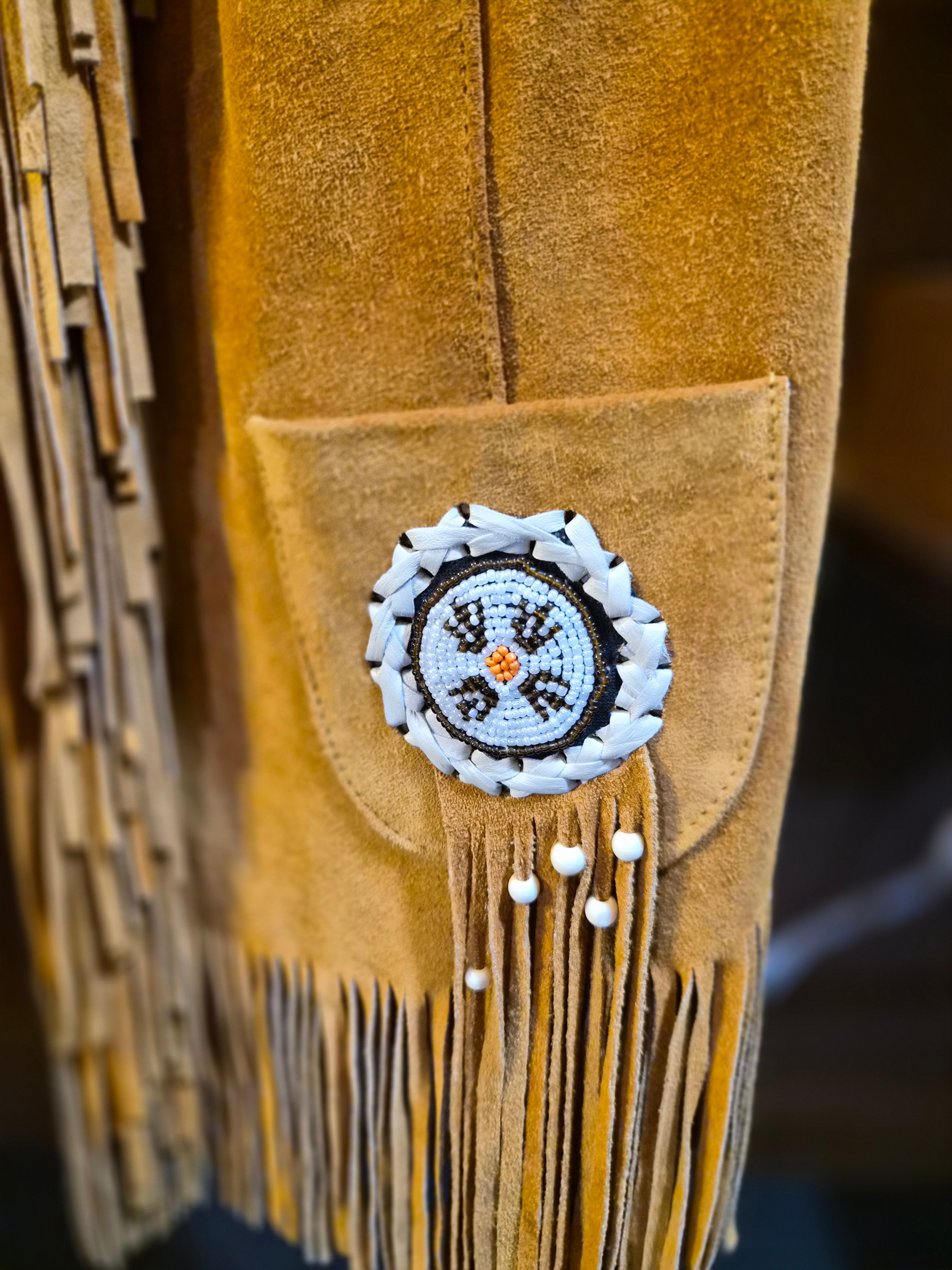 Canadian Leather Creations Suede Vest with Fringe and Beading - photo 3