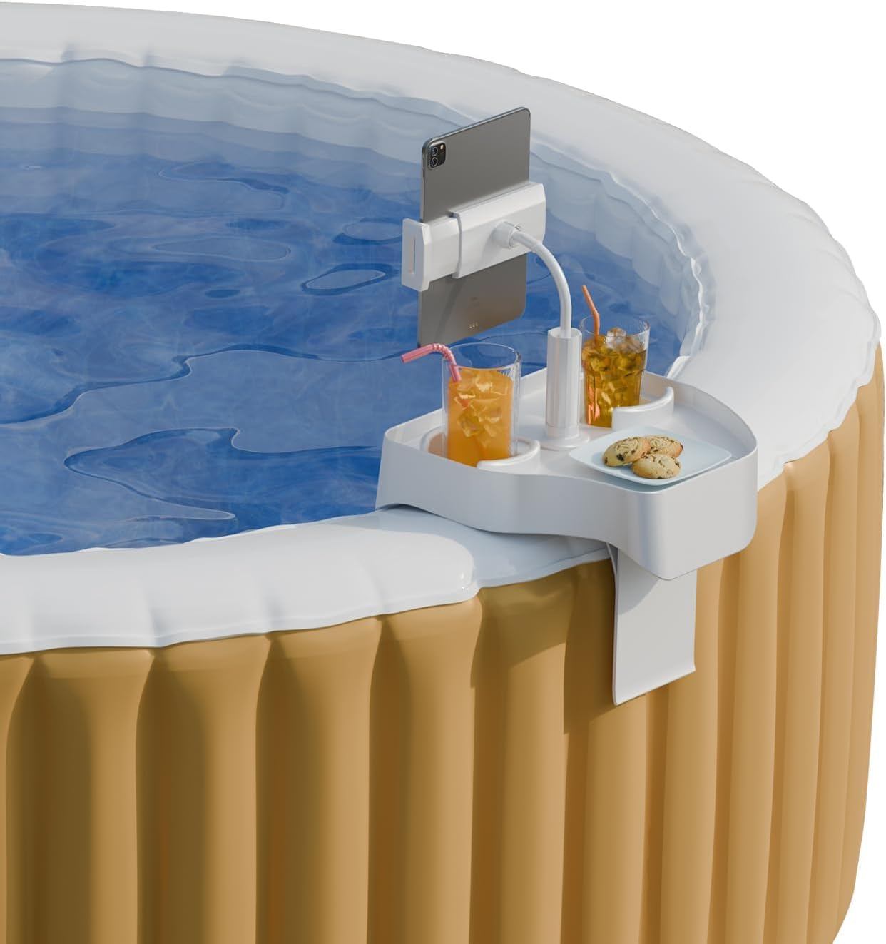 Hot Tub Side Table with Phone Holder and Dual Drink HolderS