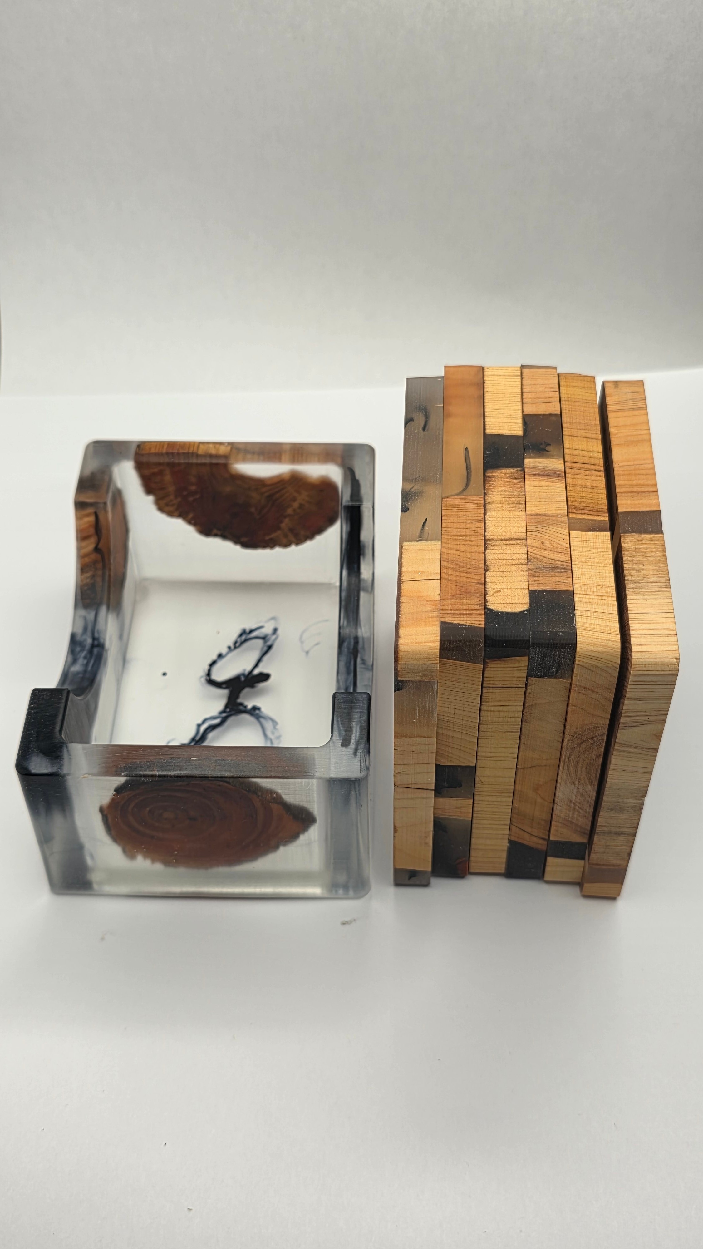 Wood & Resin Coasters Set of 6 with Holder — Cedar Scented - photo 5