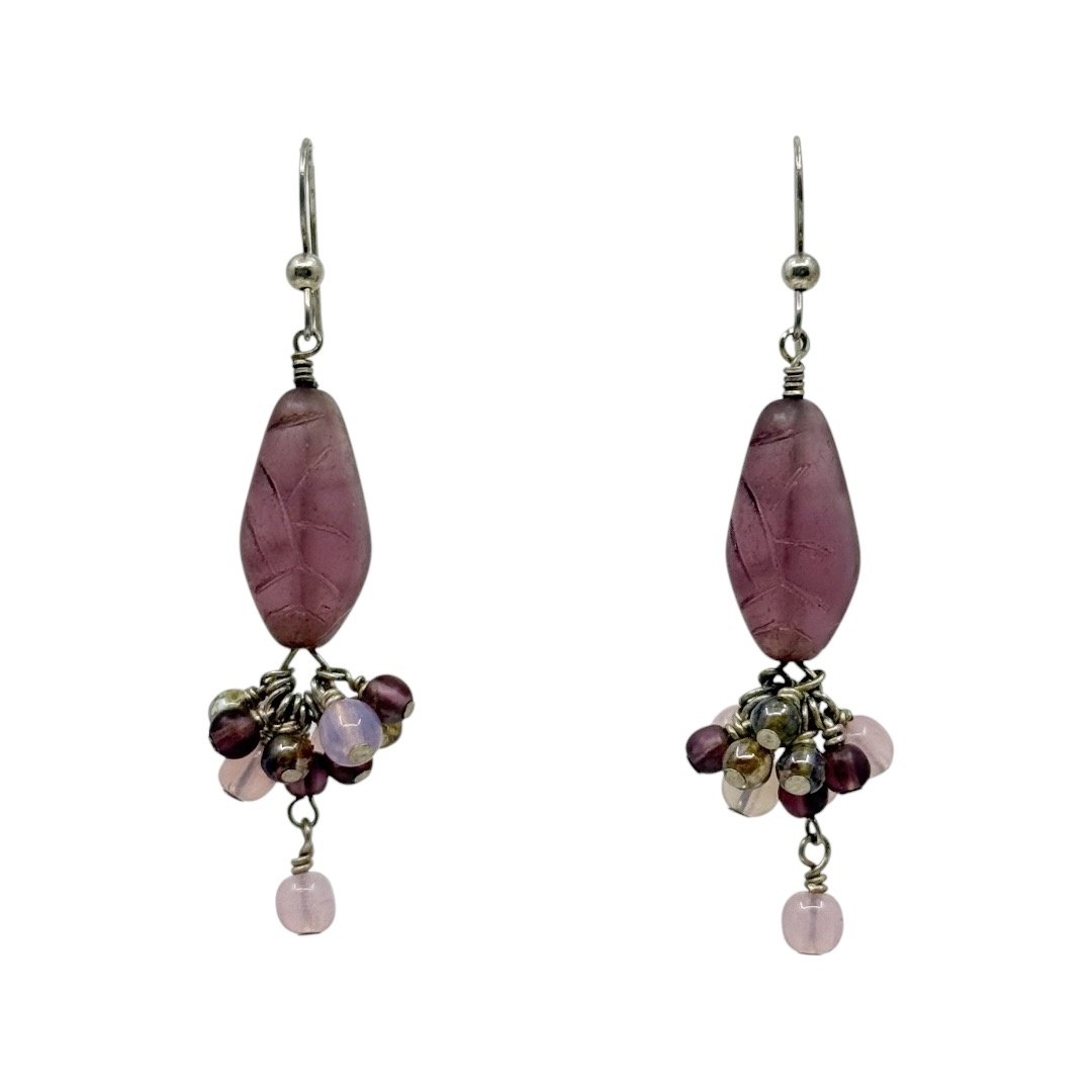 Hand Made Sterling silver Glass bead earrings - GM339 - photo 2