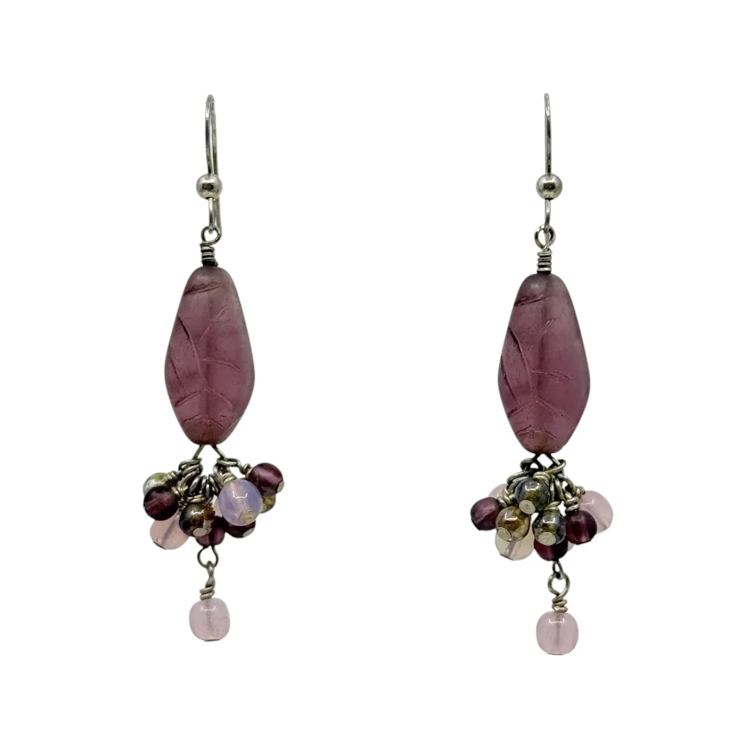 Hand Made Sterling silver Glass bead earrings - GM339 - photo 2