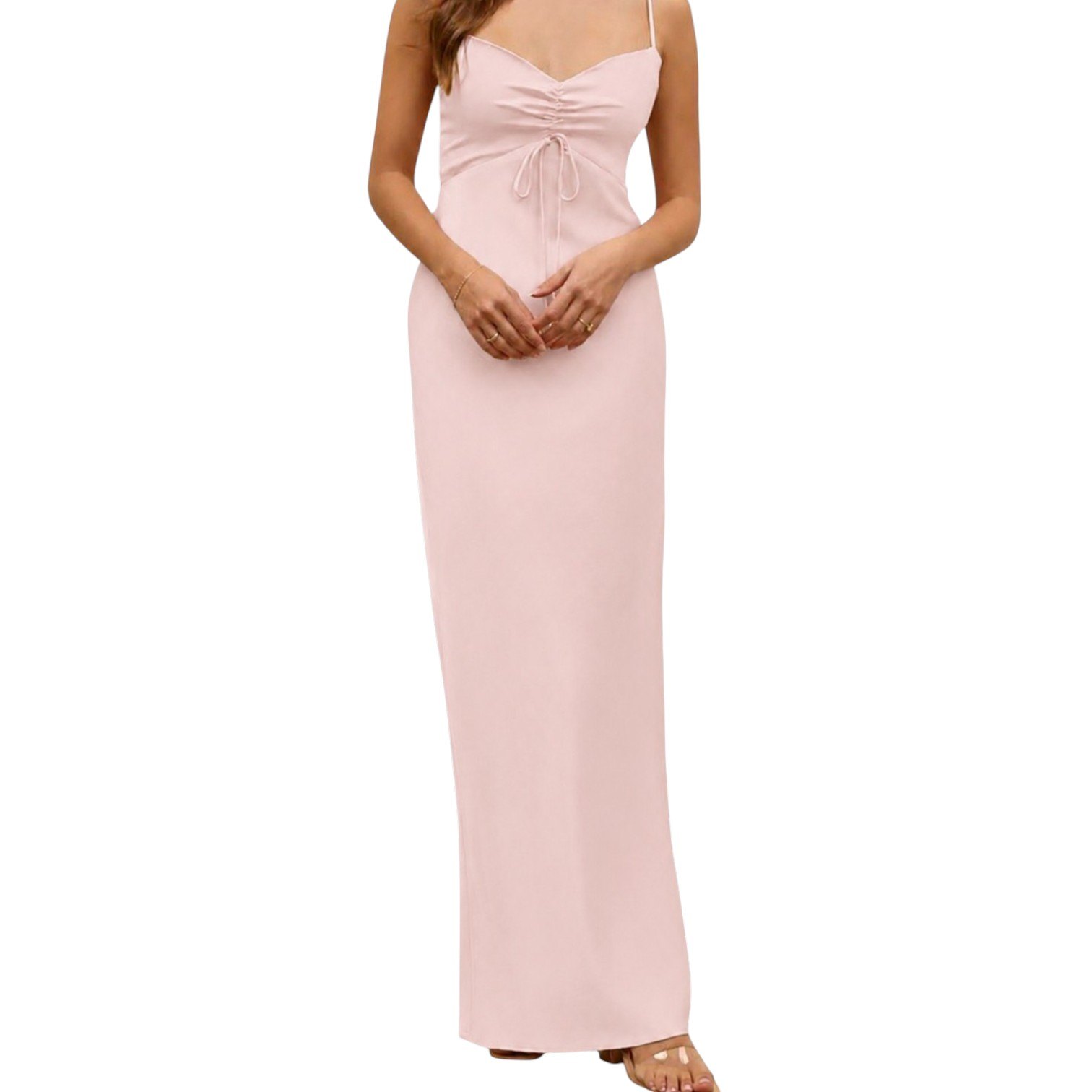 Park & Fifth Pink York Maxi Dress Size M Ruched Slip Wedding - photo 3