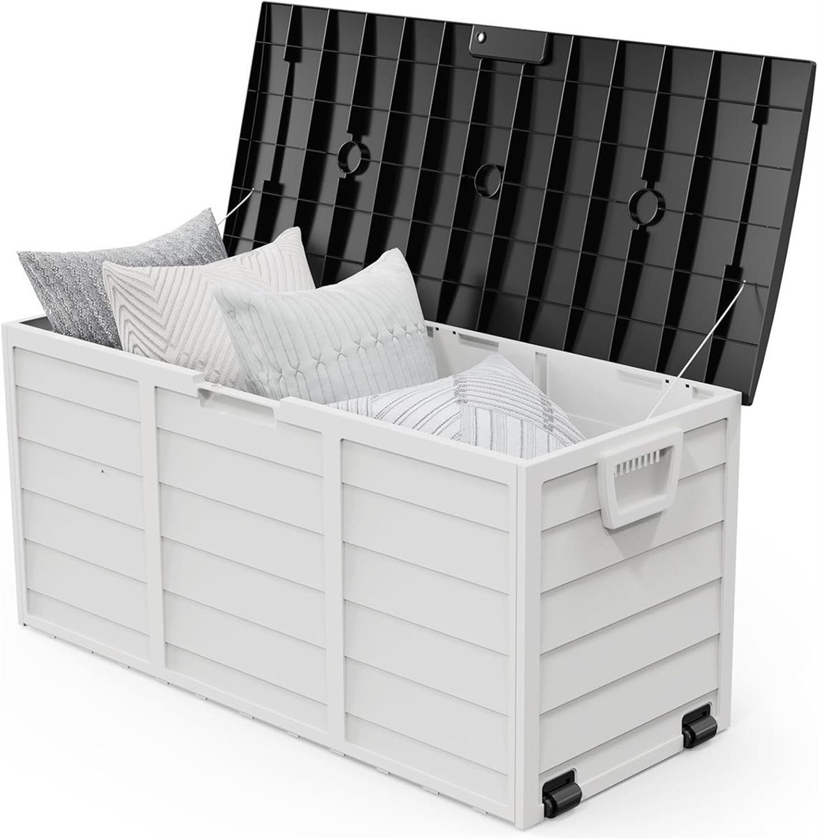 Vingli 75 Gallon Outdoor Storage Deck Box - White/Black - photo 3