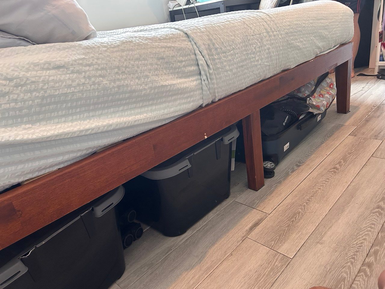 Queen-sized Mattress and Wooden Bedframe with Storage Space - photo 2