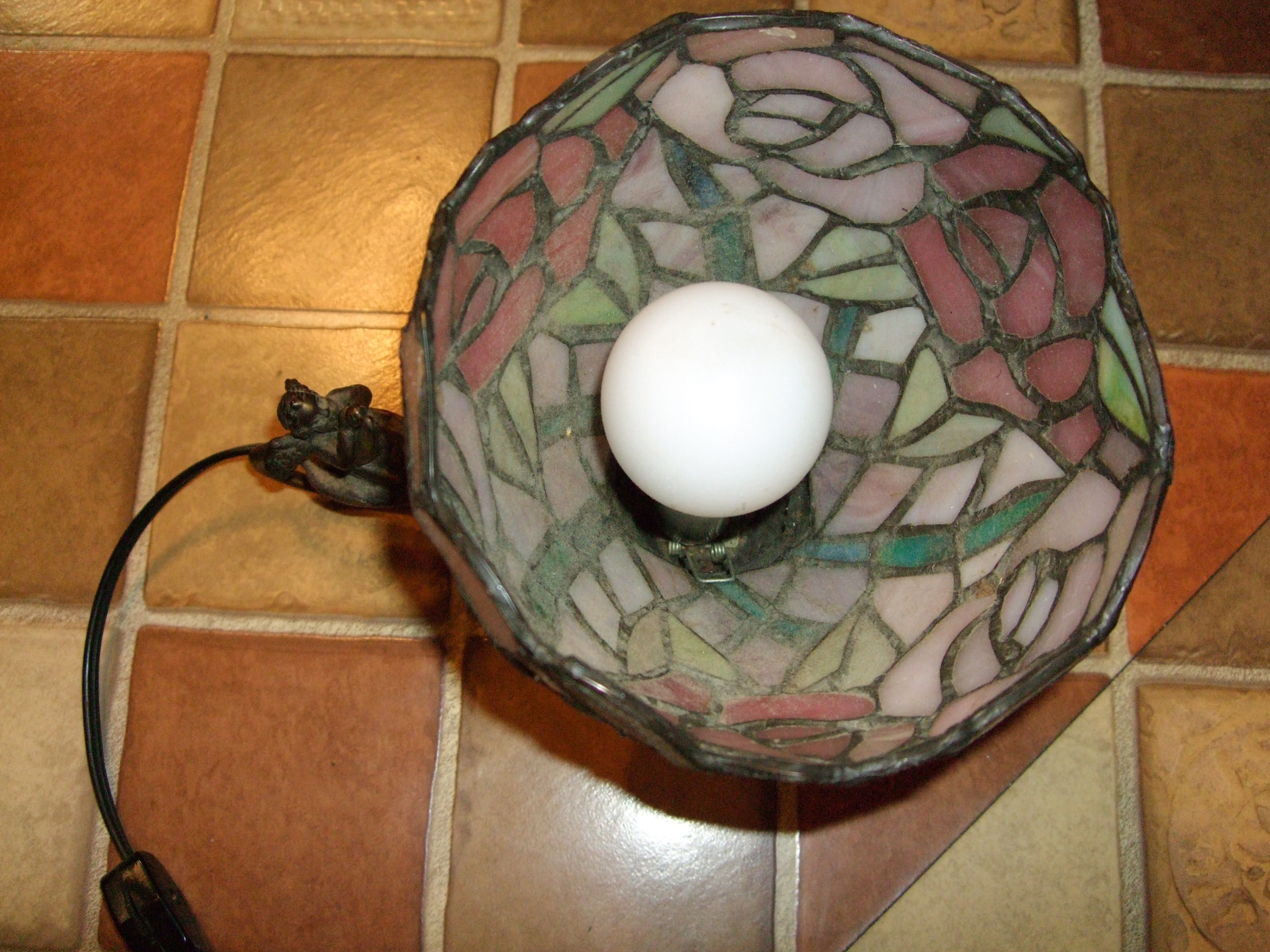 Stained Glass Rose Lamp