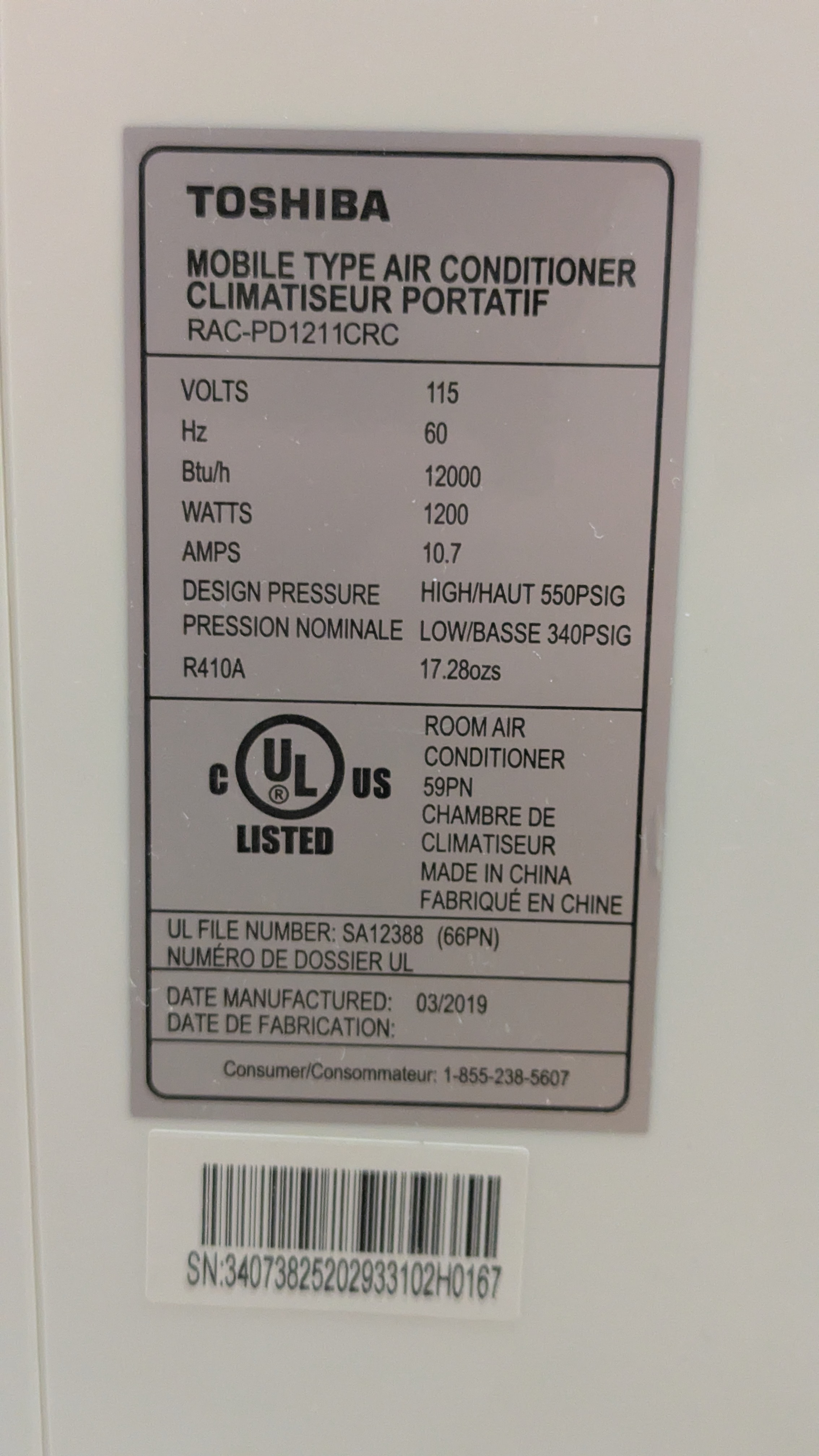 Toshiba 12,000 BTU Portable Air Conditioner AC+Remote control - photo 4