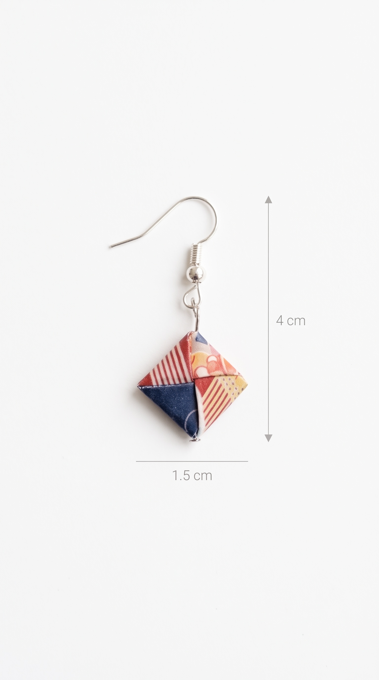 Handmade Origami Diamond Earrings | Chiyogami Washi Paper - photo 4