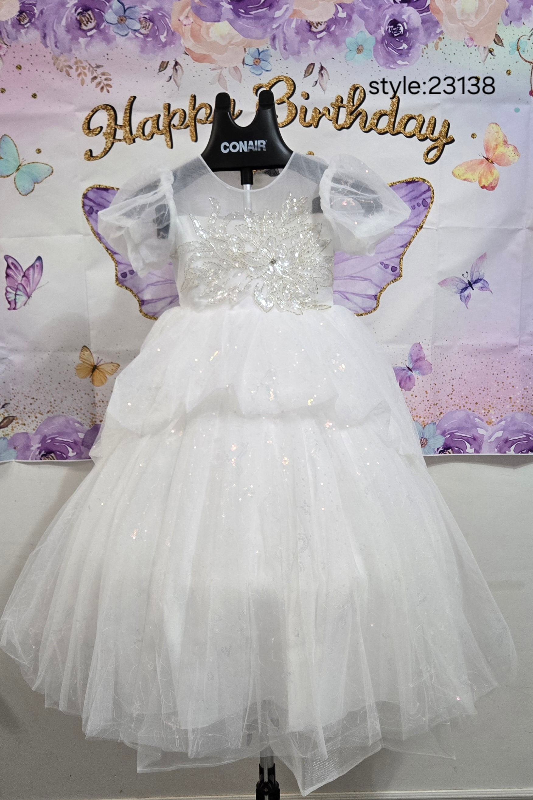 White Party Dress with Sequins: 23138