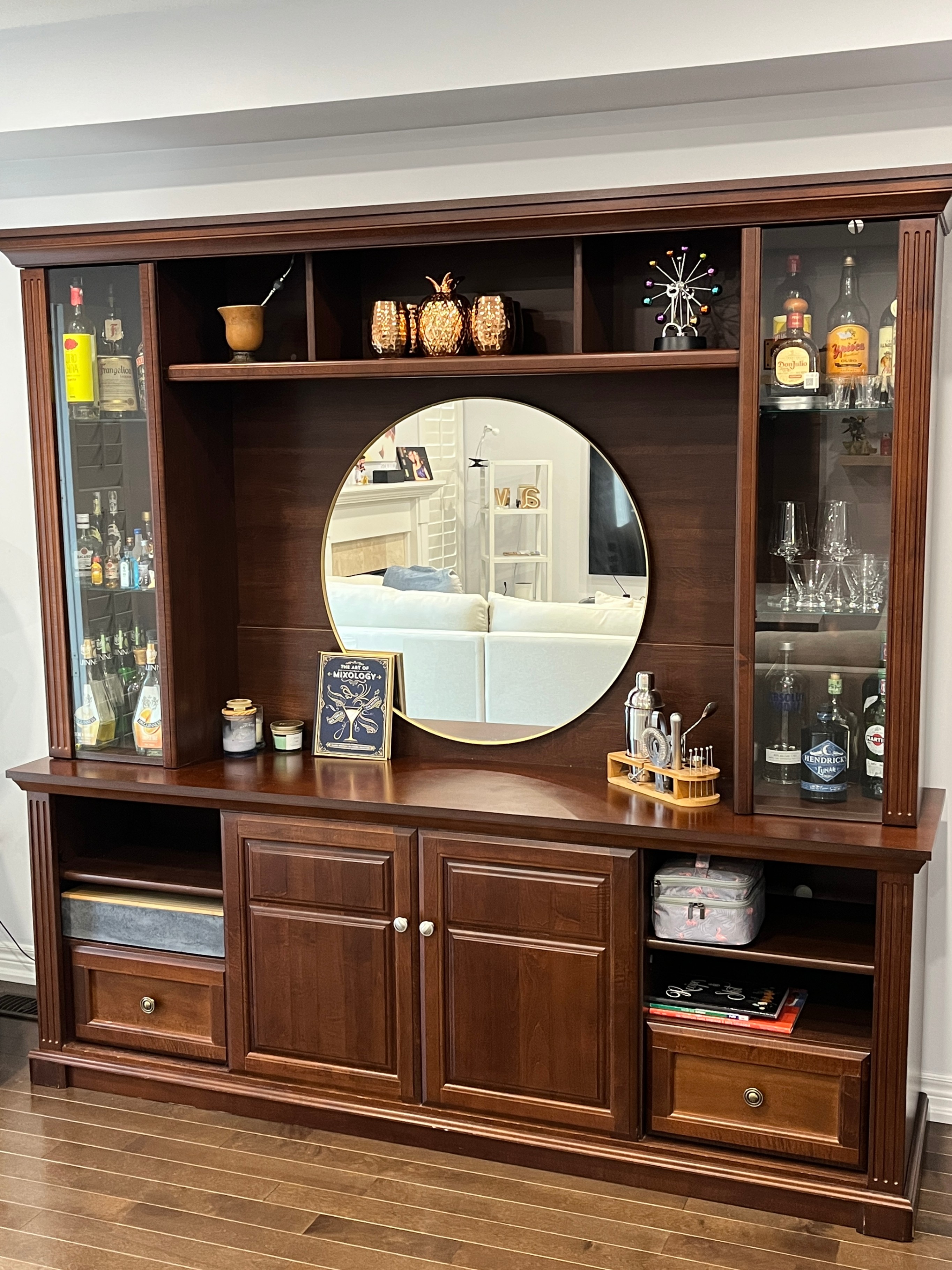 Entertainment Unit and TV Stand With Lights (Solid Wood)