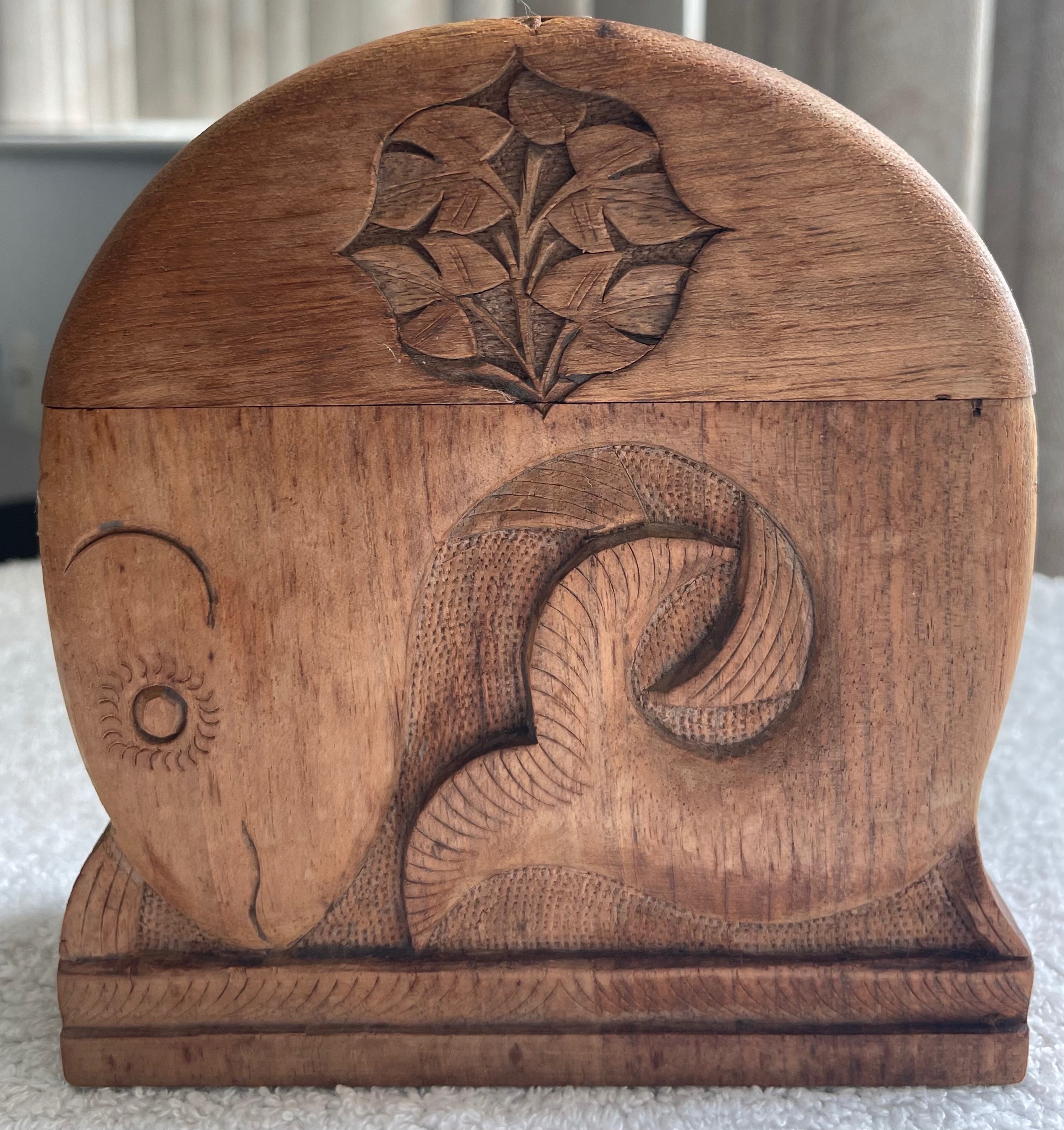 Vintage Kashmiri Hand-Carved Walnut Fish Cig Holder (Labeled)