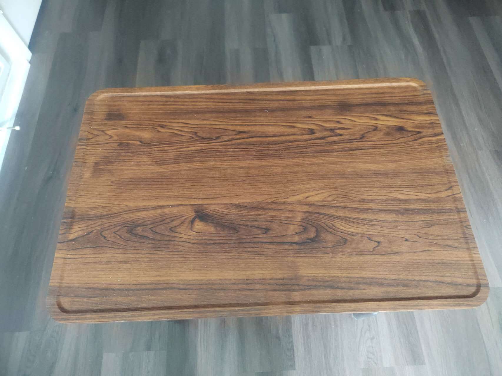 Woodgrain Tray Table with Chrome Legs - photo 2
