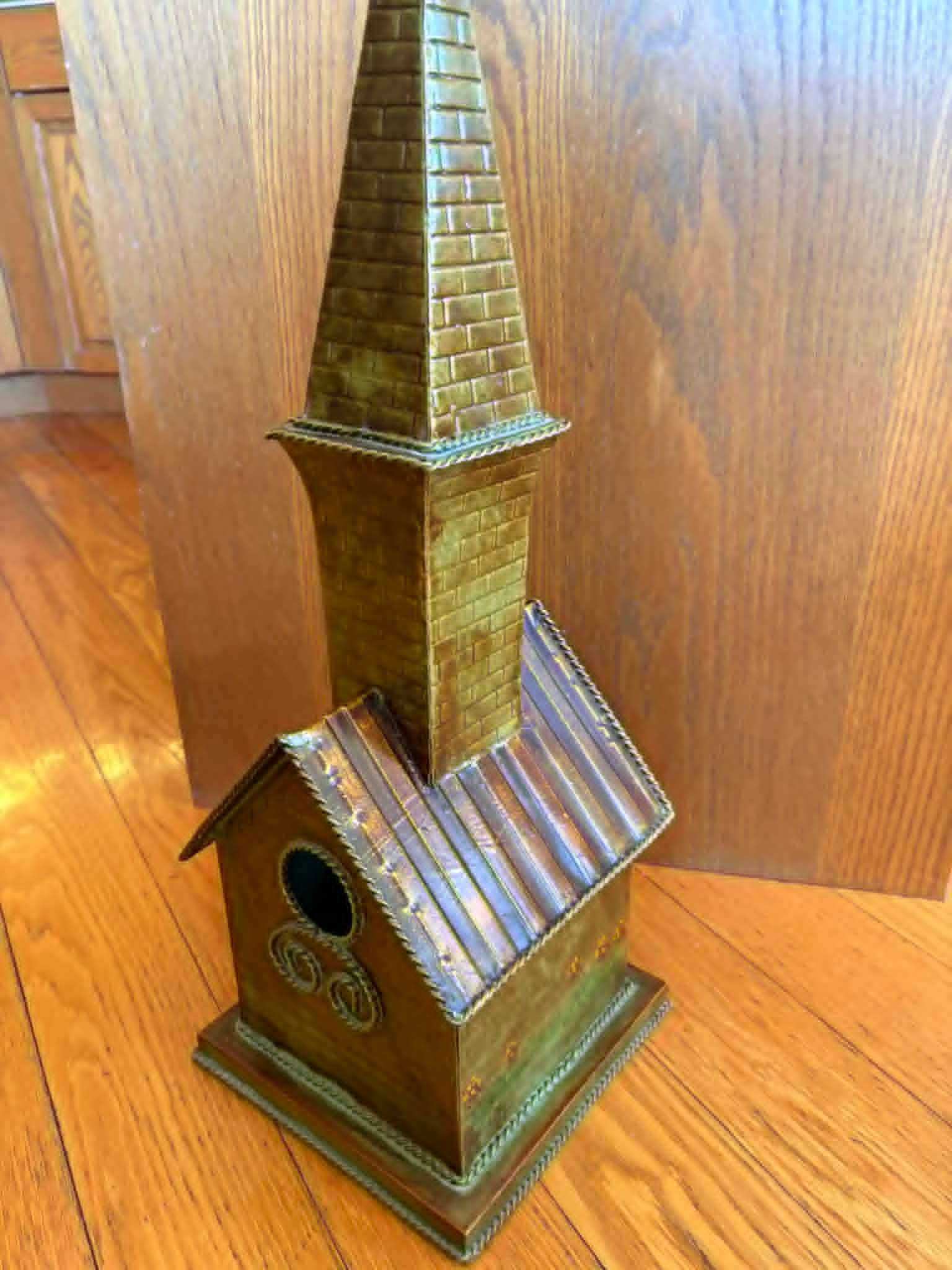 25" Tin church look bird house