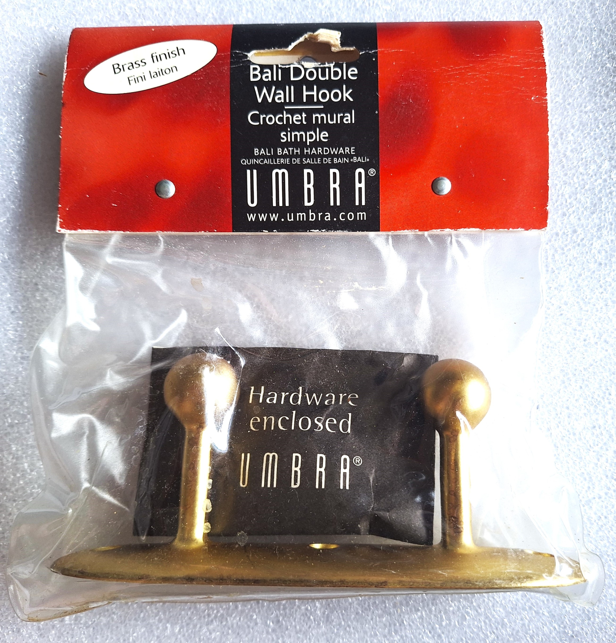 Umbra Bali Double Wall Hook - Brass Finish