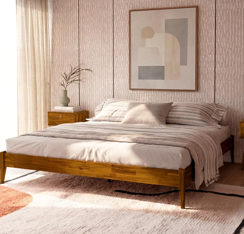 King Size Acacia Wood Bed Frame - New in box - photo 3