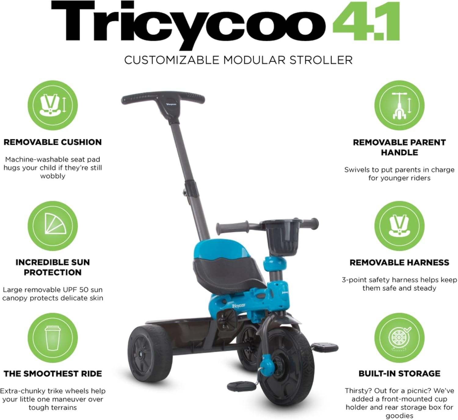 Joovy Tricycoo 4.1 Premium Toddler Tricycle - Blue - photo 3