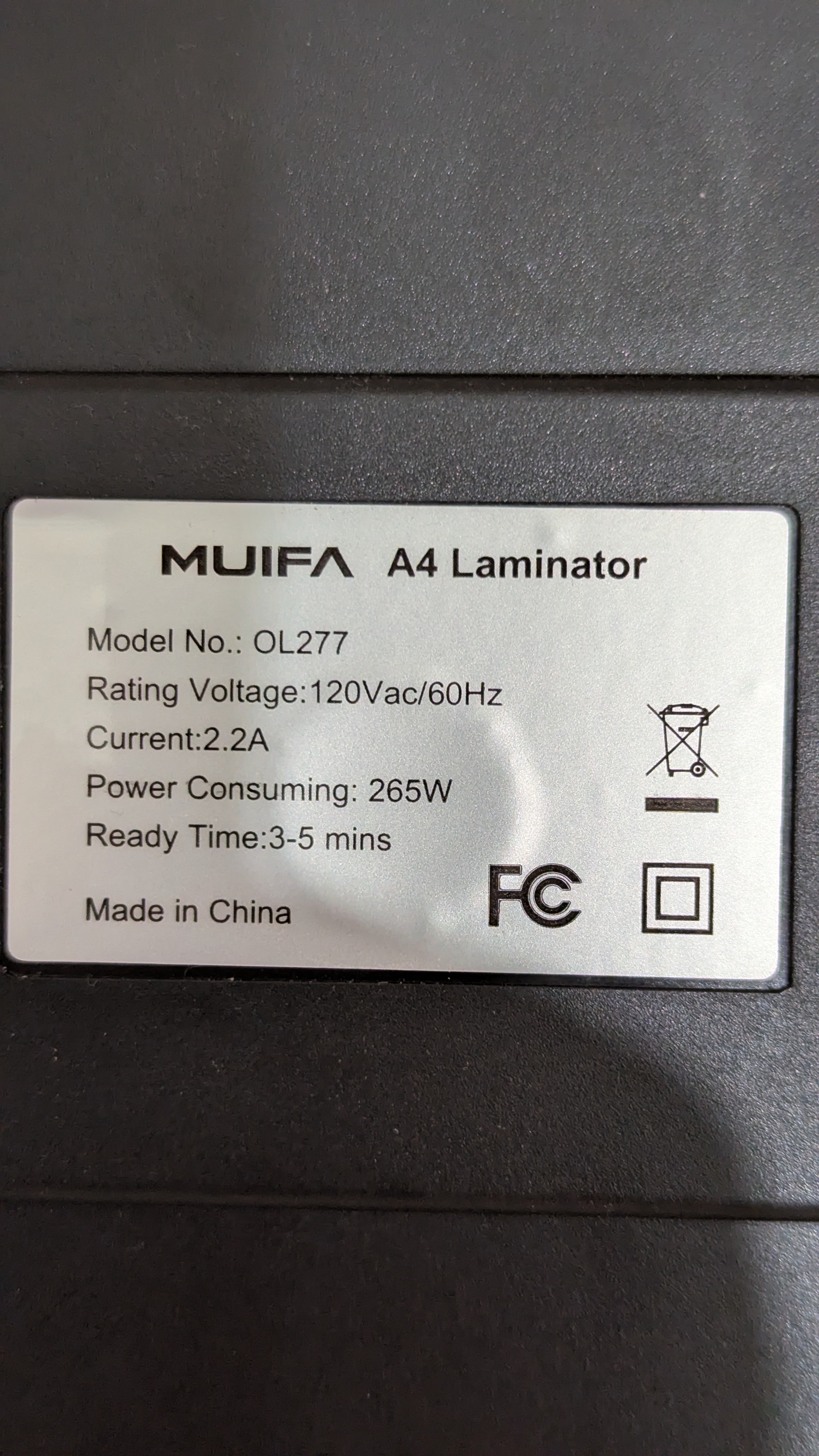 NEW MUIFA Laminator Machine, A4 Thermal Hot & Cold OL277 - photo 3