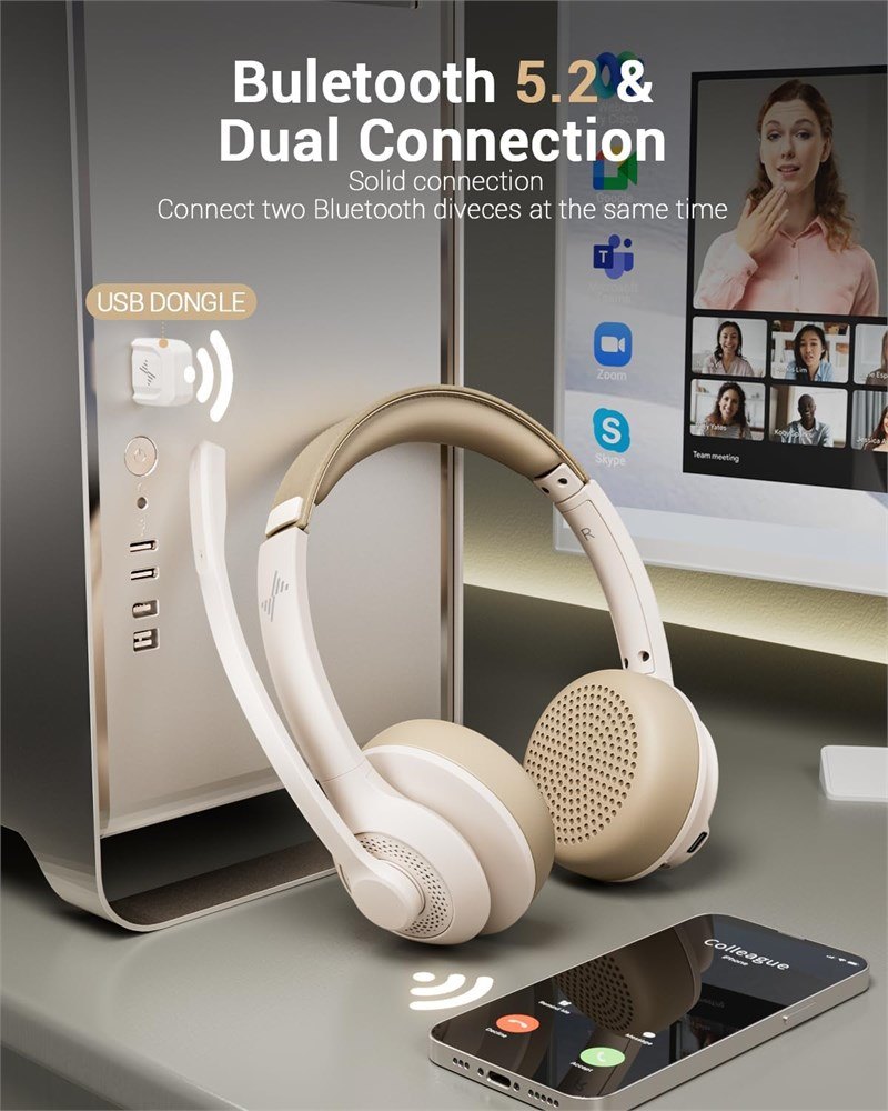Wireless Headset with AI Noise Cancelling JIAMQISHI - photo 3