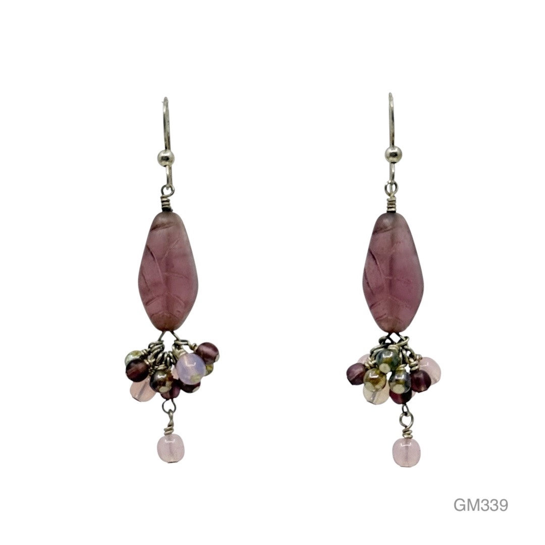 Hand Made Sterling silver Glass bead earrings - GM339