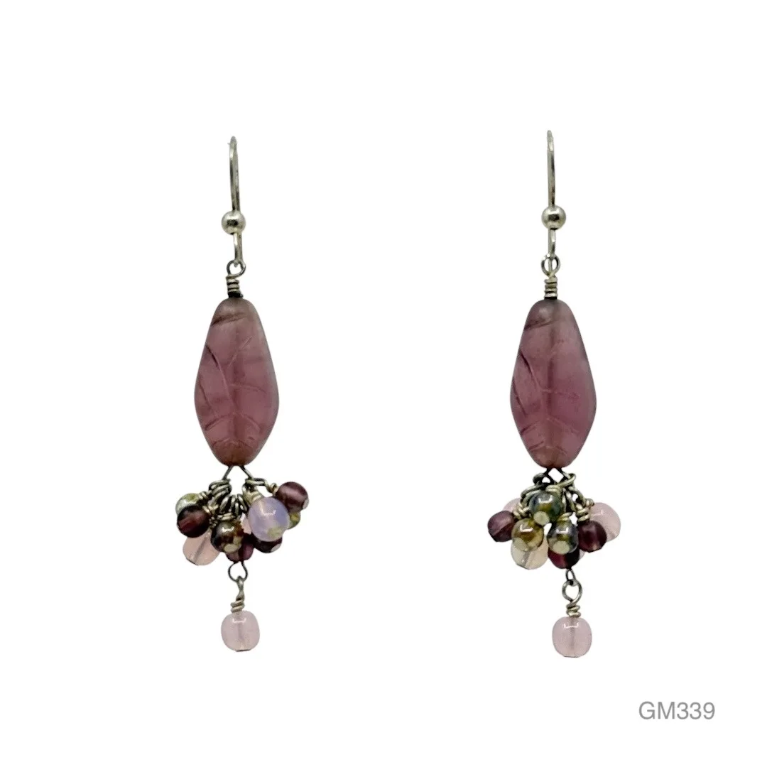Hand Made Sterling silver Glass bead earrings - GM339