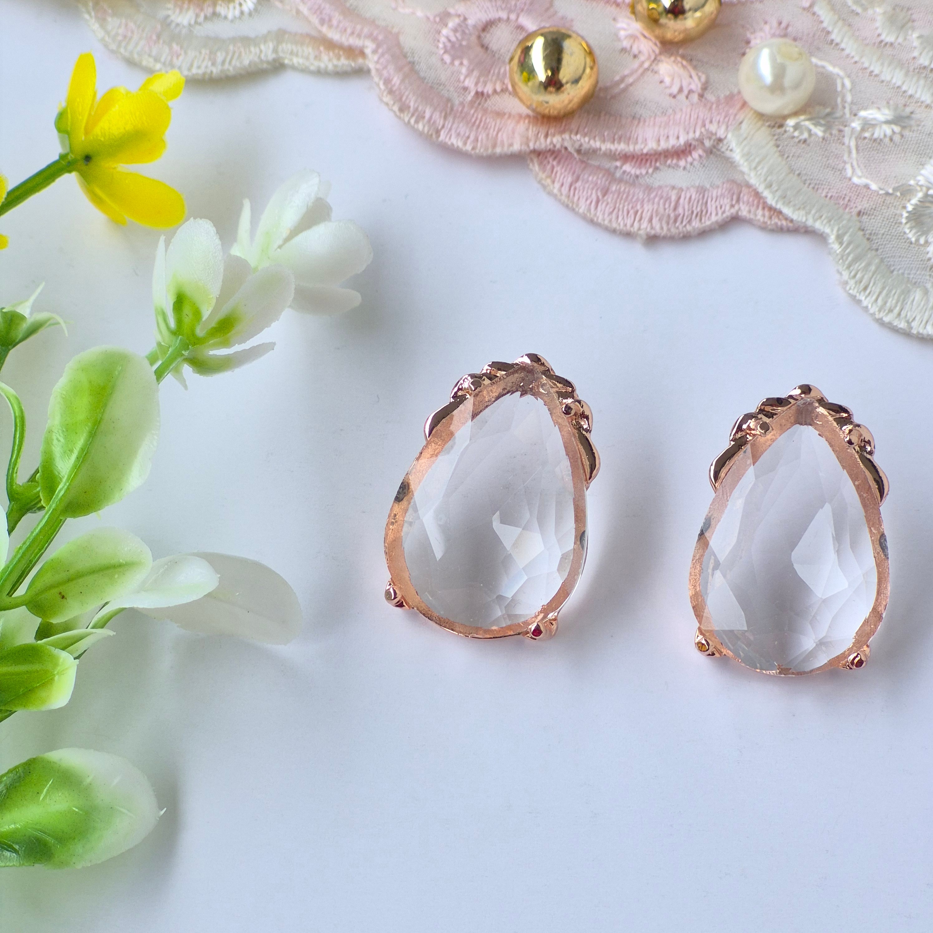 ✨ Transparent white Teardrop Earrings by Rabloo Accessories