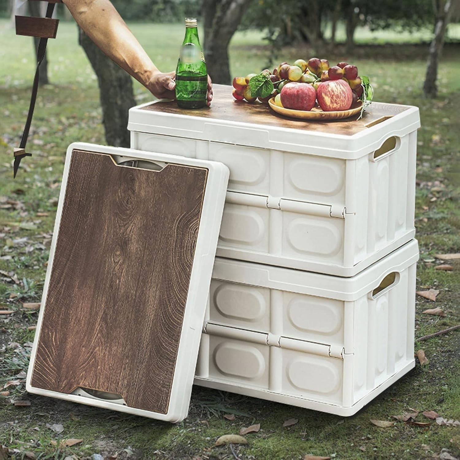 30L Outdoor Storage Box with Wood-look Lid - photo 3