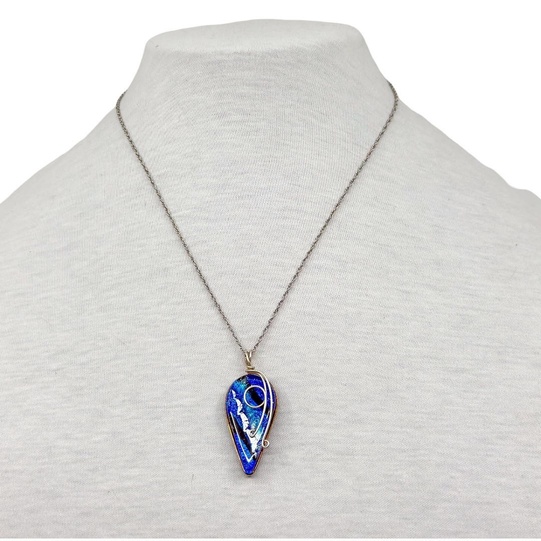 sterling silver Dichroic glass pendant - GM322 - photo 3