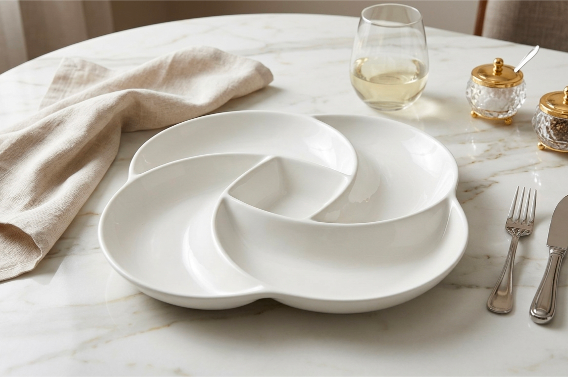 Sculptural Organic Wave Chip and Dip Tray