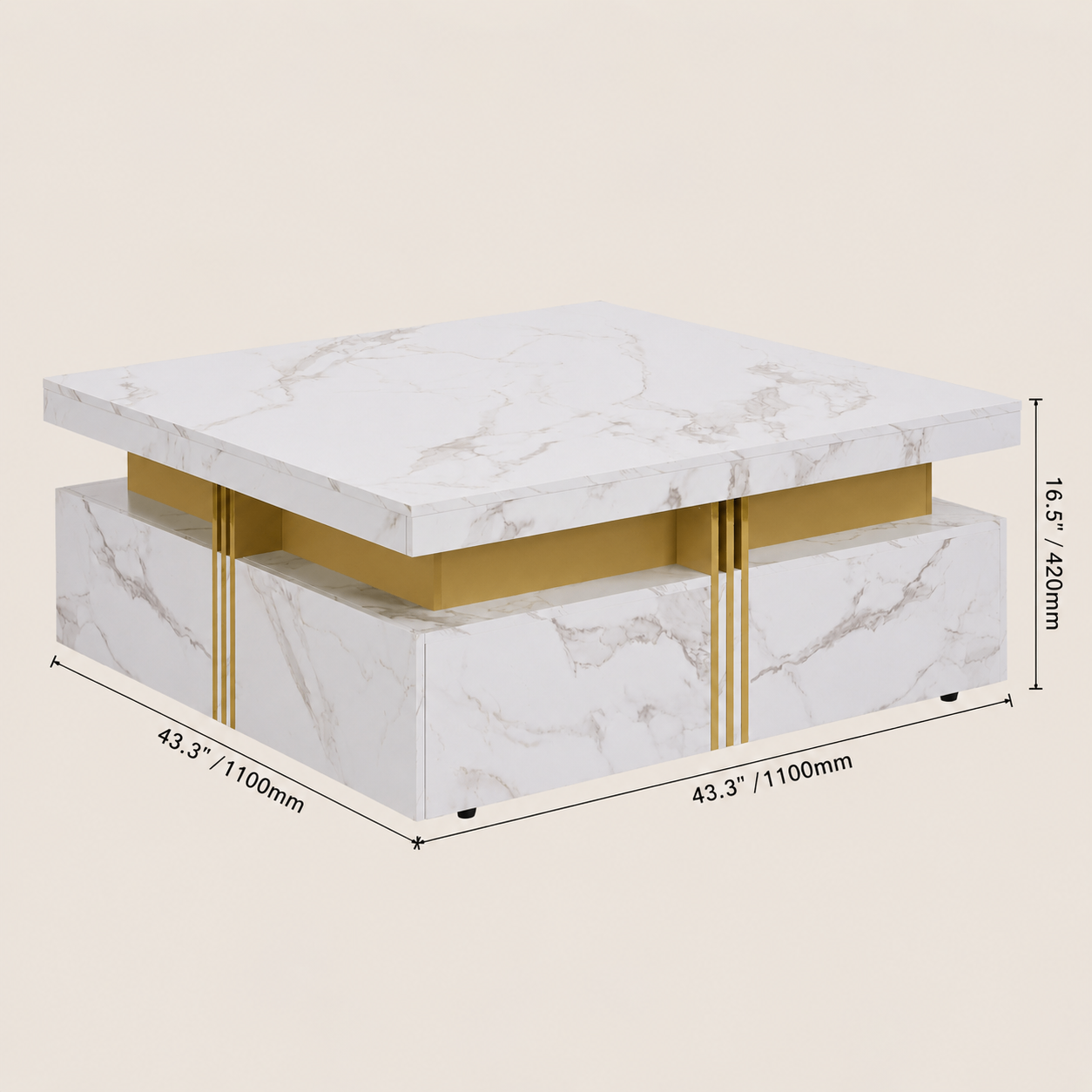 Luxury Marble Coffee Table with 4 Drawers – Modern Storage - photo 4