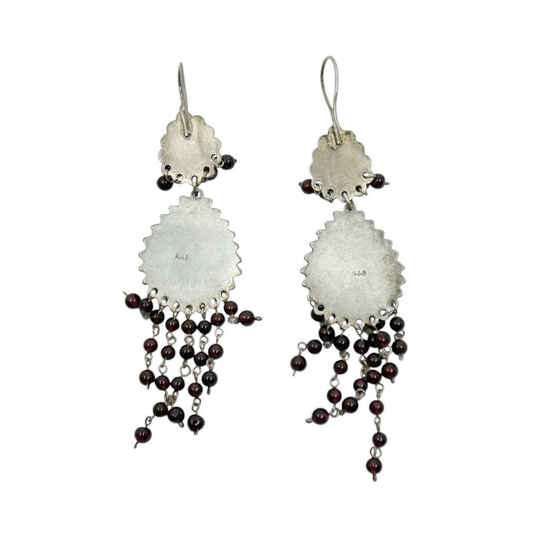 sterling silver garnet shoulder duster drop earrings - GM329 - photo 3